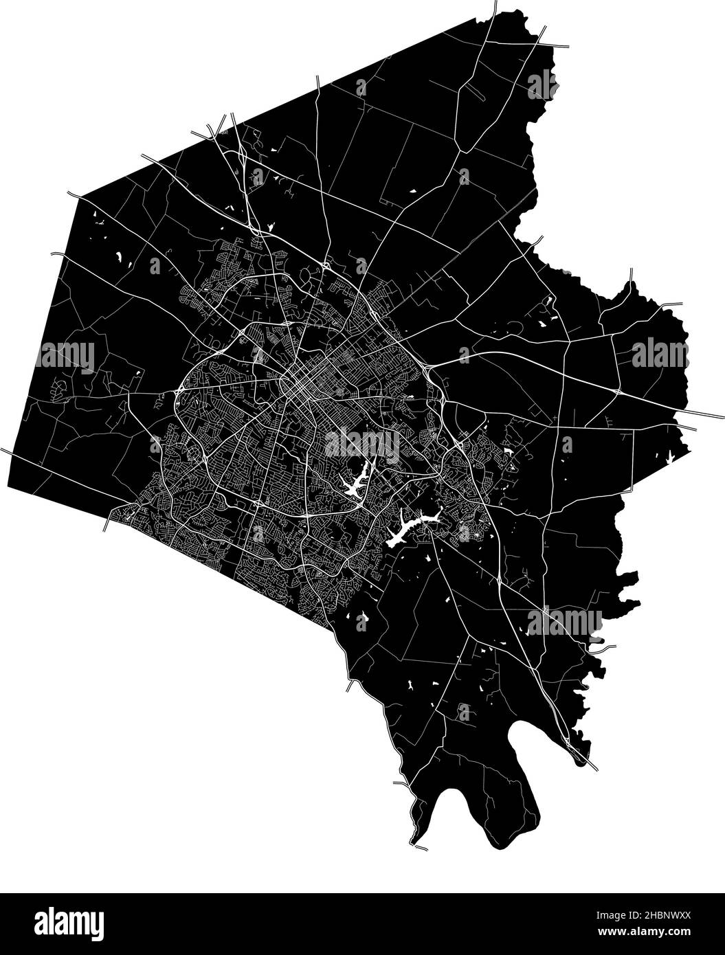 Lexington, Kentucky, États-Unis, carte vectorielle haute résolution avec frontières de la ville et chemins modifiables.Le plan de la ville a été dessiné avec des zones blanches et l Illustration de Vecteur
