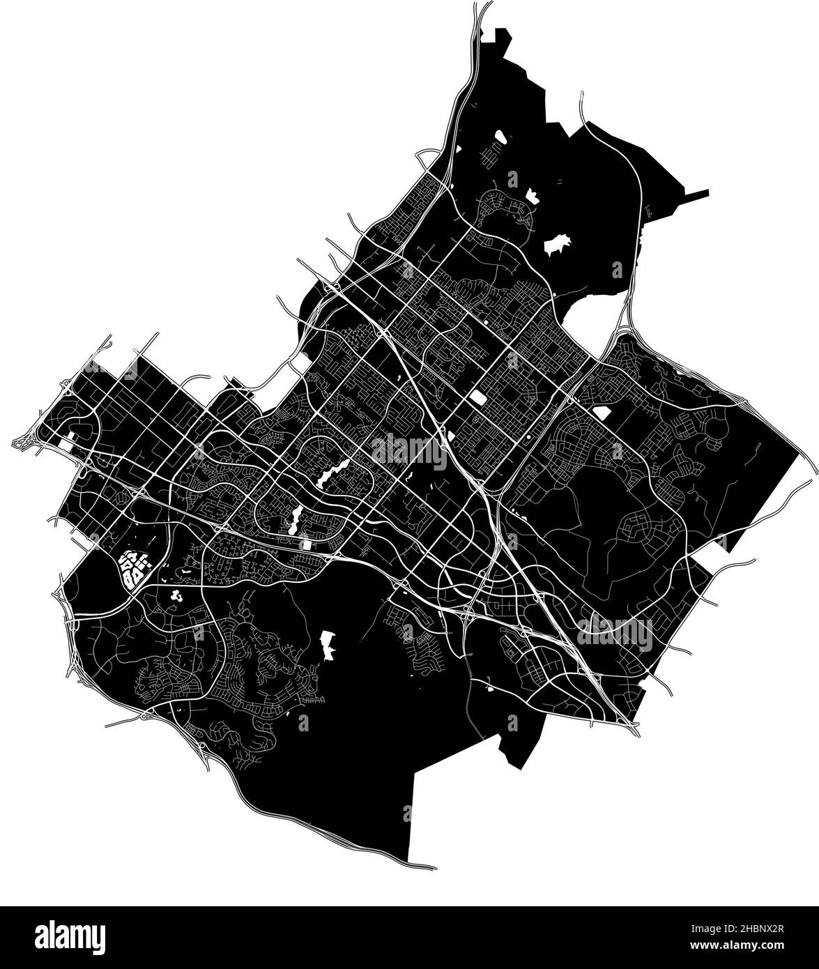 Irvine, Californie, États-Unis, carte vectorielle haute résolution avec limites de ville et chemins modifiables.La carte de la ville a été dessinée avec des zones blanches et li Illustration de Vecteur