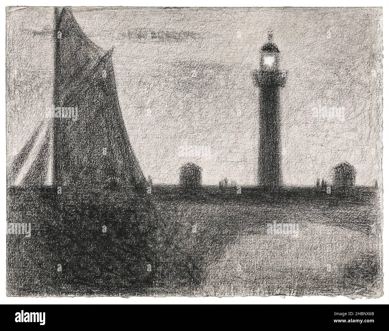 Le phare de Honfleur (1886) par Georges Seurat. Banque D'Images