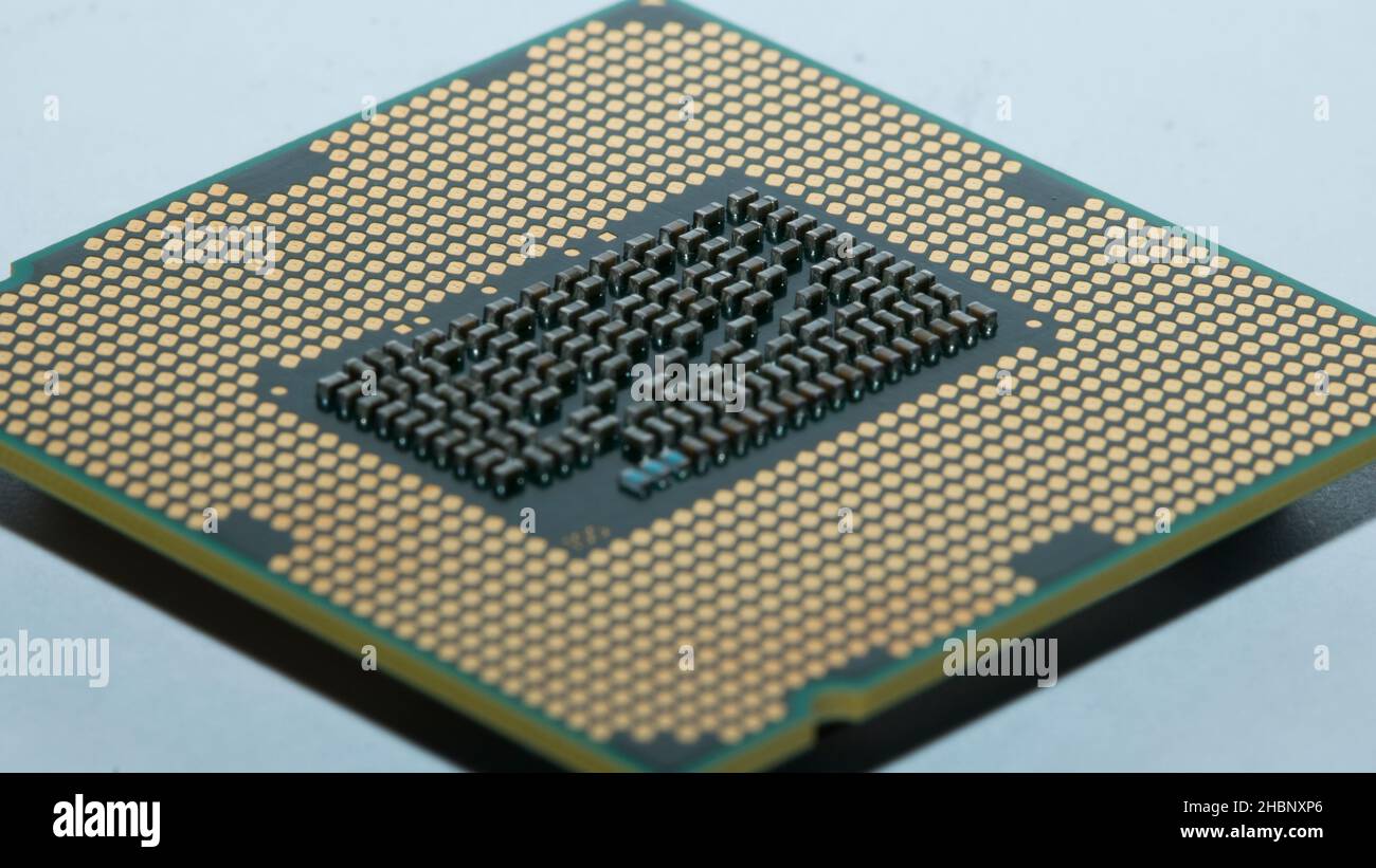 Macro CPU Gold plate Banque D'Images