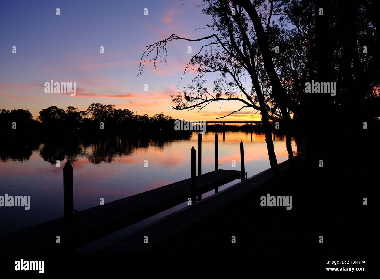 Coucher de soleil à Berri dans la région de Riverland en Australie méridionale Banque D'Images