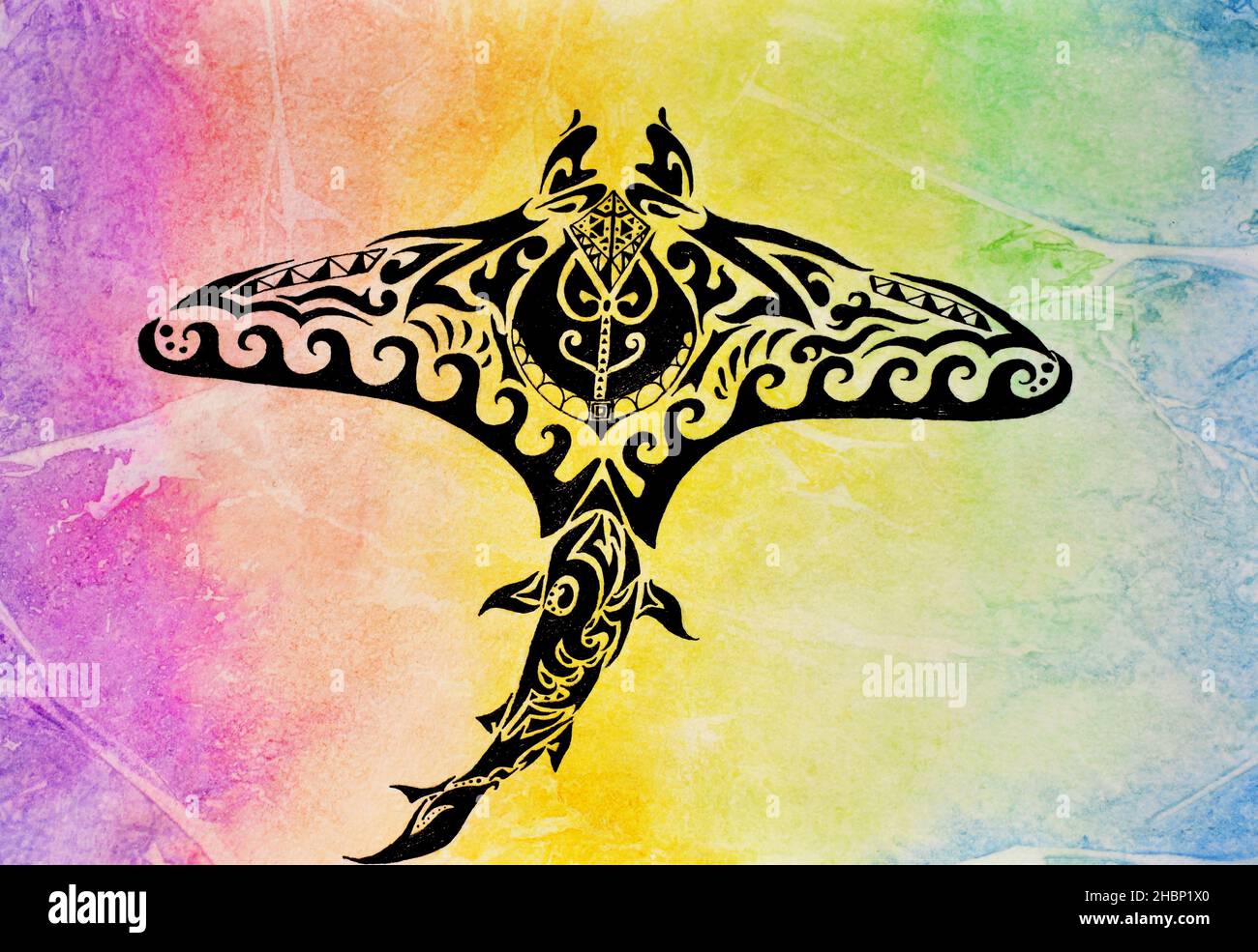 Illustration de Stingray Design de tatouage maori Banque D'Images