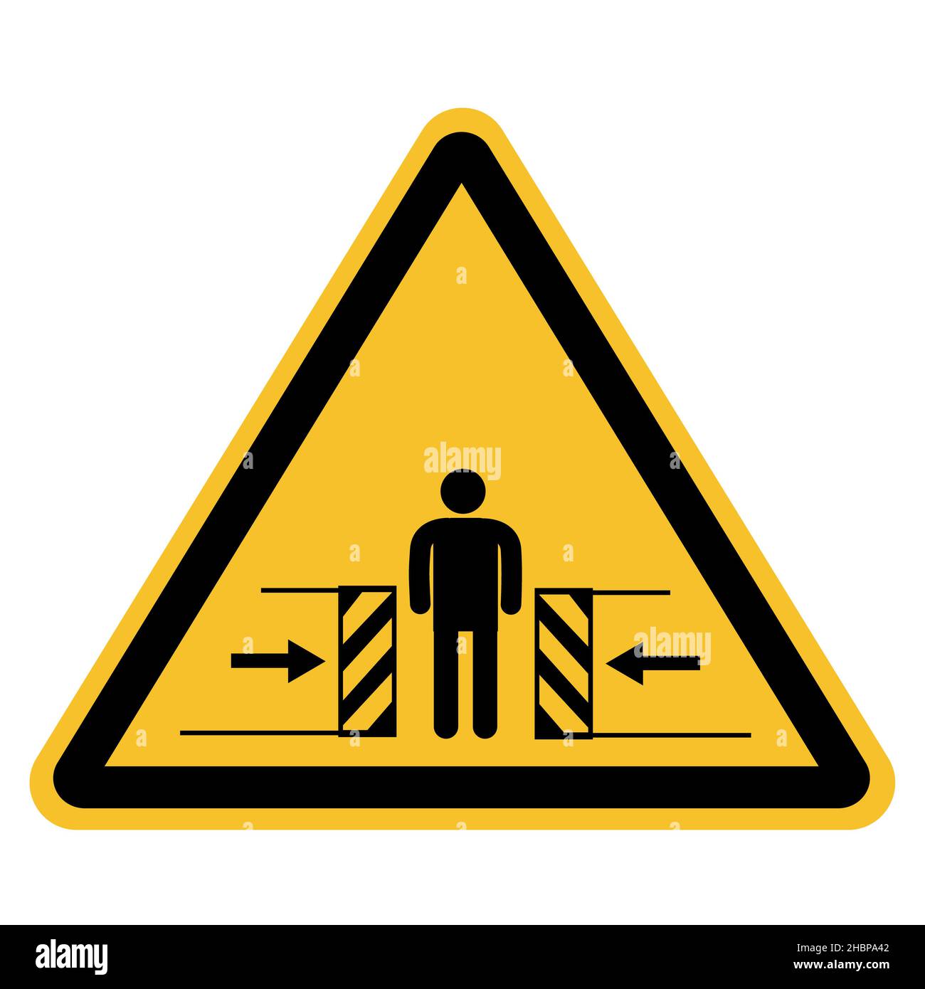 Signe d'avertissement d'écrasement.Panneau d'avertissement risque d'écrasement. style plat. Banque D'Images