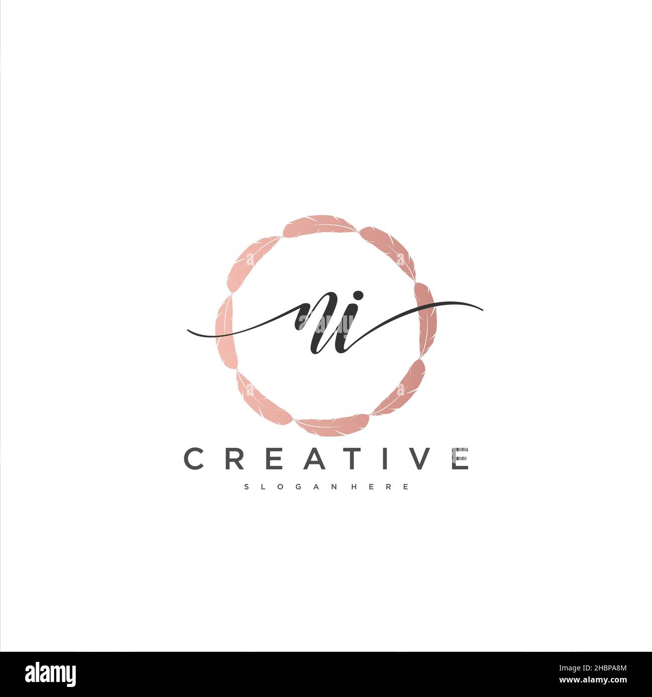 NI écriture initiale géométrique minimaliste logo modèle art vectoriel, logo pour la beauté d'affaires, la mode, et d'autres art Illustration de Vecteur