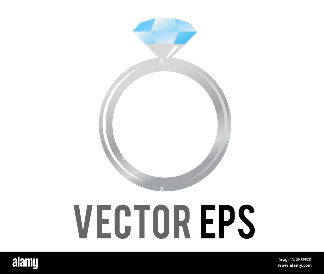 Le diamant de mariage d'engagement vectoriel isolé avec l'icône en forme d'anneau d'or blanc Illustration de Vecteur