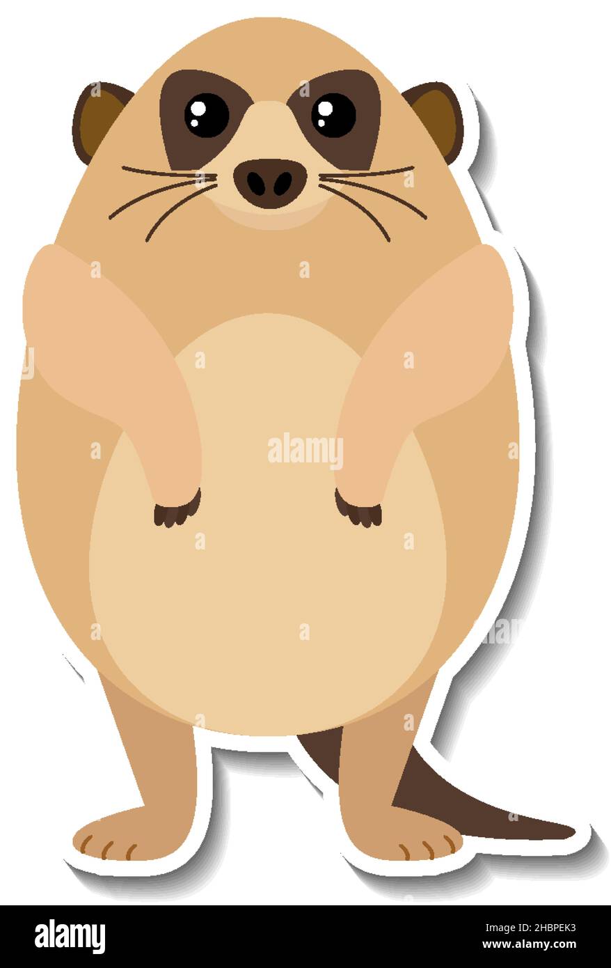 Illustration de l'autocollant de bande dessinée d'animal Meerkat Illustration de Vecteur