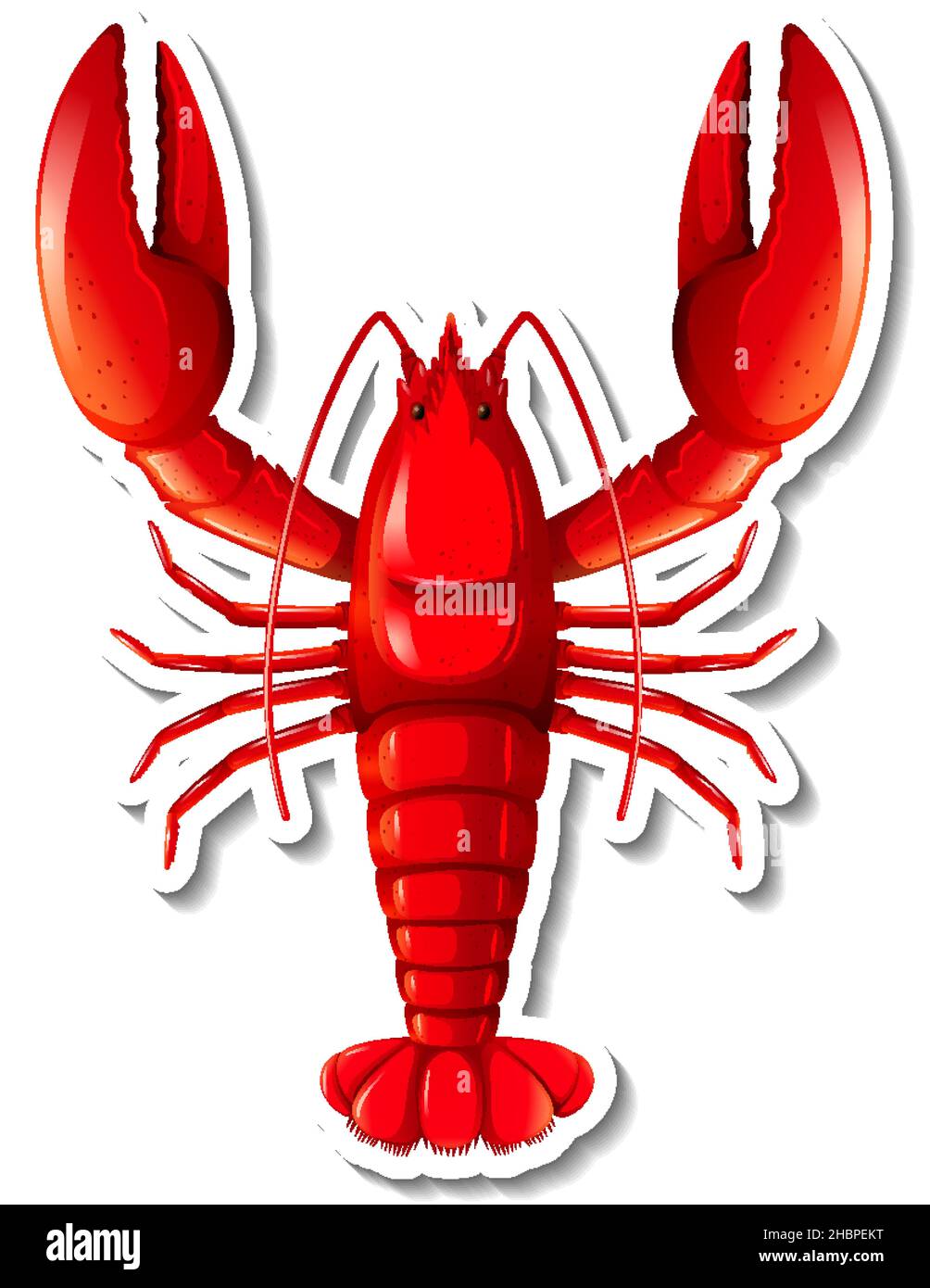 Illustration d'un autocollant de dessin animé de homard rouge Illustration de Vecteur