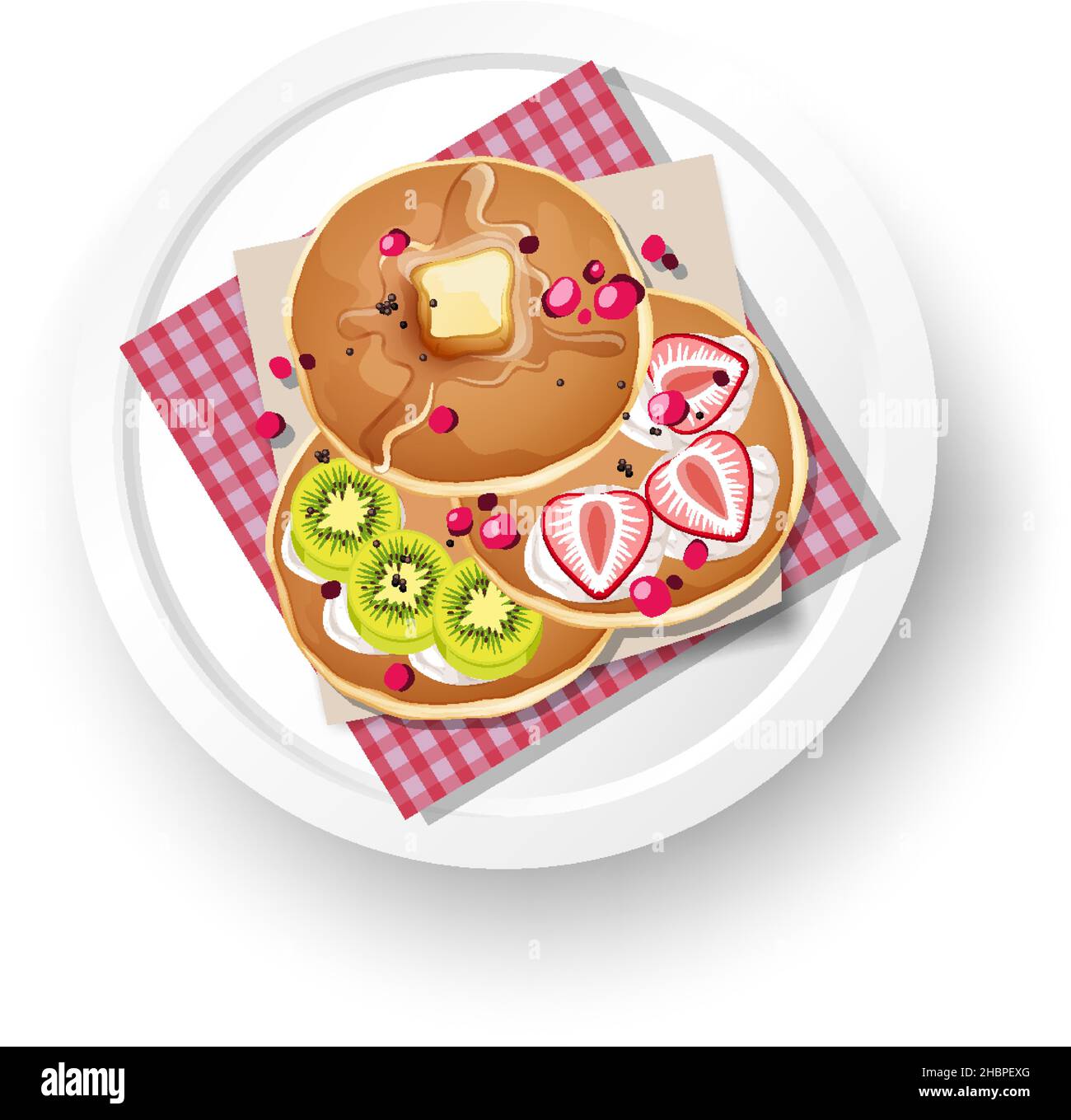 Crêpe avec fruits mélangés sur l'illustration de la plaque blanche Illustration de Vecteur
