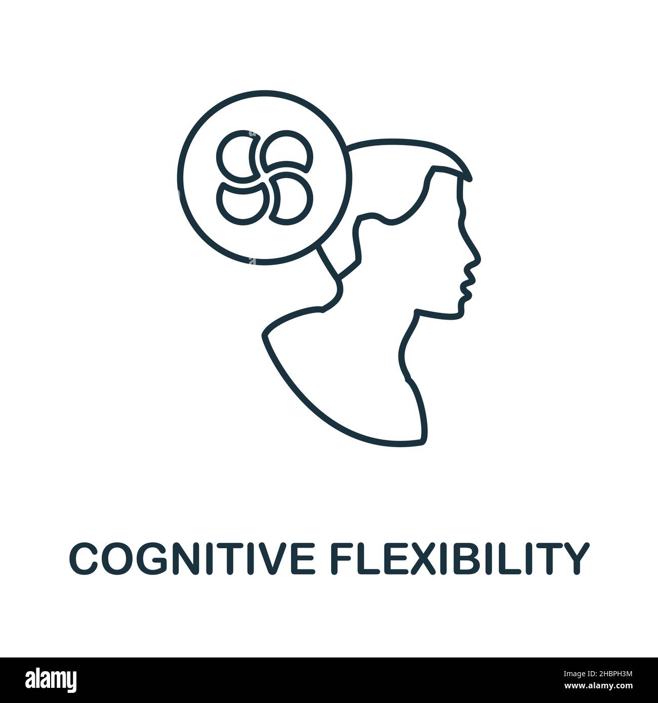 Icône de flexibilité cognitive.Élément linéaire issu de la collecte des compétences cognitives.Signe d'icône de flexibilité cognitive linéaire pour la conception Web, infographiques et Illustration de Vecteur