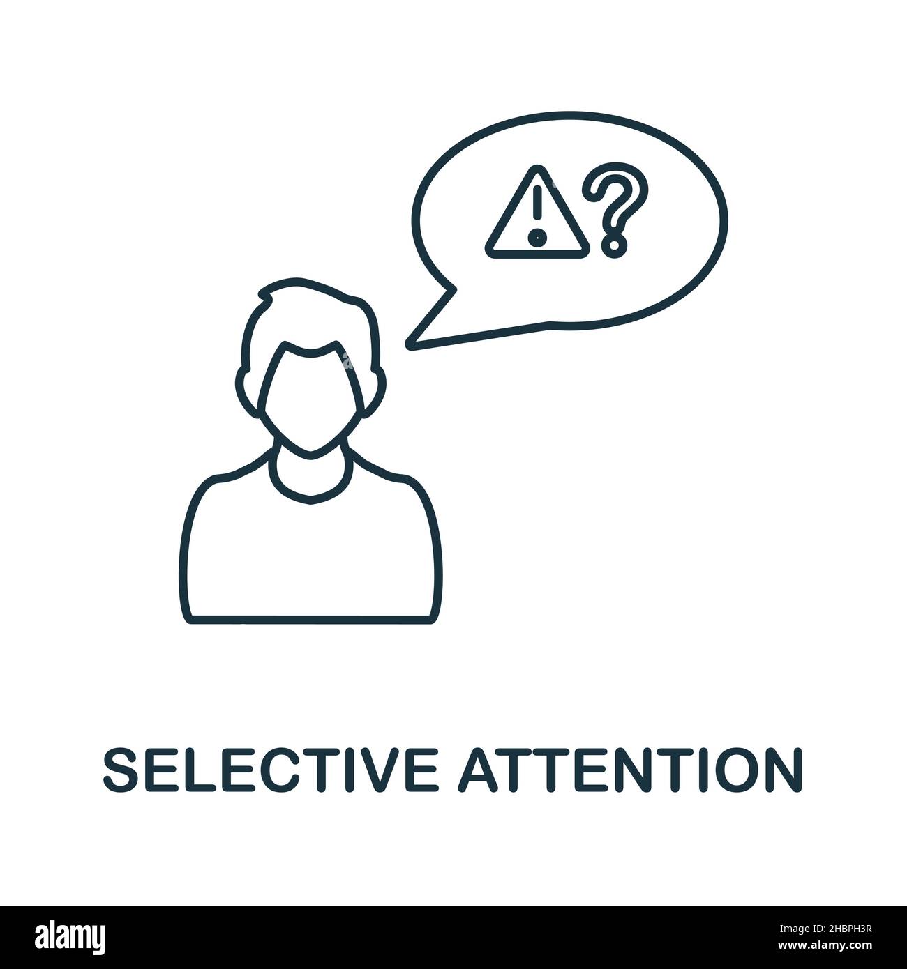 Icône attention sélective.Élément linéaire issu de la collecte des compétences cognitives.Signe d'icône d'attention sélective linéaire pour la conception Web, les infographies et plus encore. Illustration de Vecteur