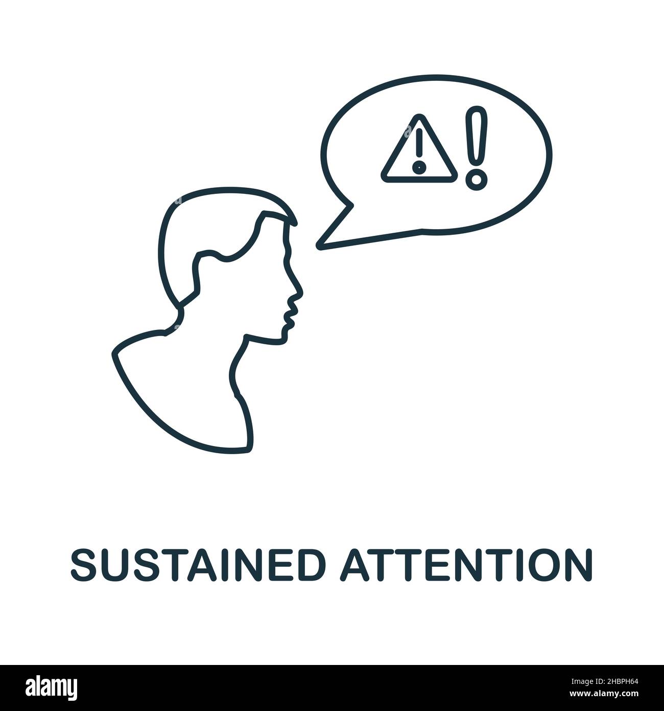 Icône attention soutenue.Élément linéaire issu de la collecte des compétences cognitives.Signe d'icône d'attention soutenue linéaire pour la conception de Web, infographies et plus encore. Illustration de Vecteur