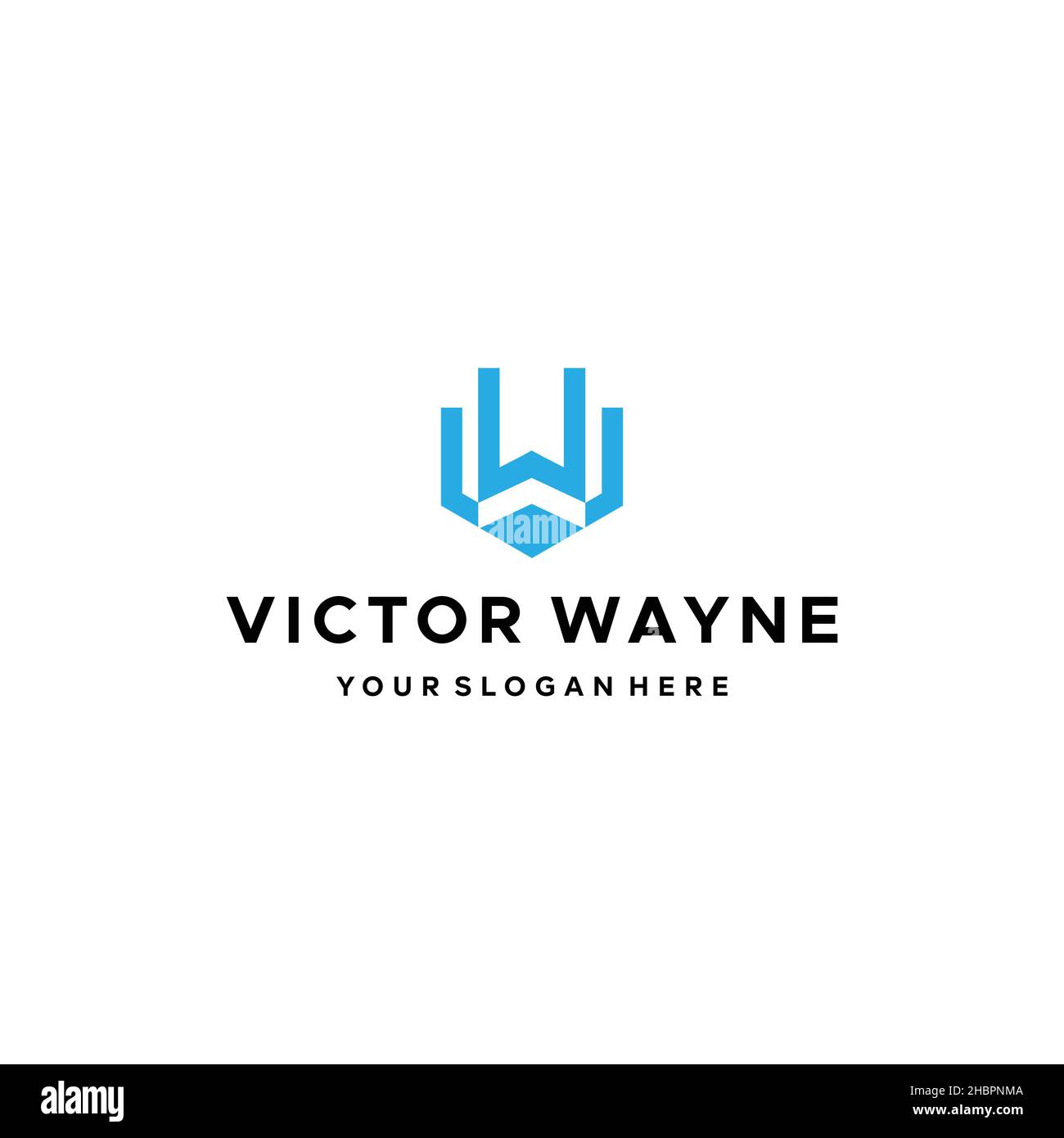 logo victor WAYNE à motif lettre plate Illustration de Vecteur