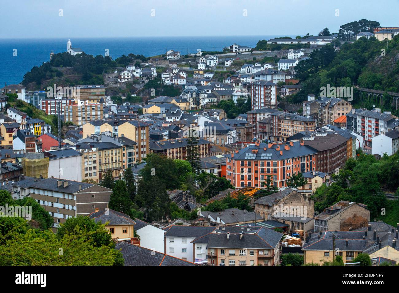 Luarca, centre de la vieille ville, Camino de la Costa, Camino del Norte, route côtière, chemin de Saint-Jacques, Camino de Santiago Banque D'Images