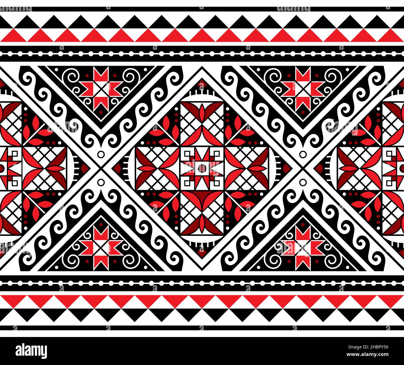 Hutsul Pisanky - traditionnel ukrainien oeufs de Pâques vecteur sans couture long motif horizontal, fond décoratif avec étoiles et formes géométriques Illustration de Vecteur