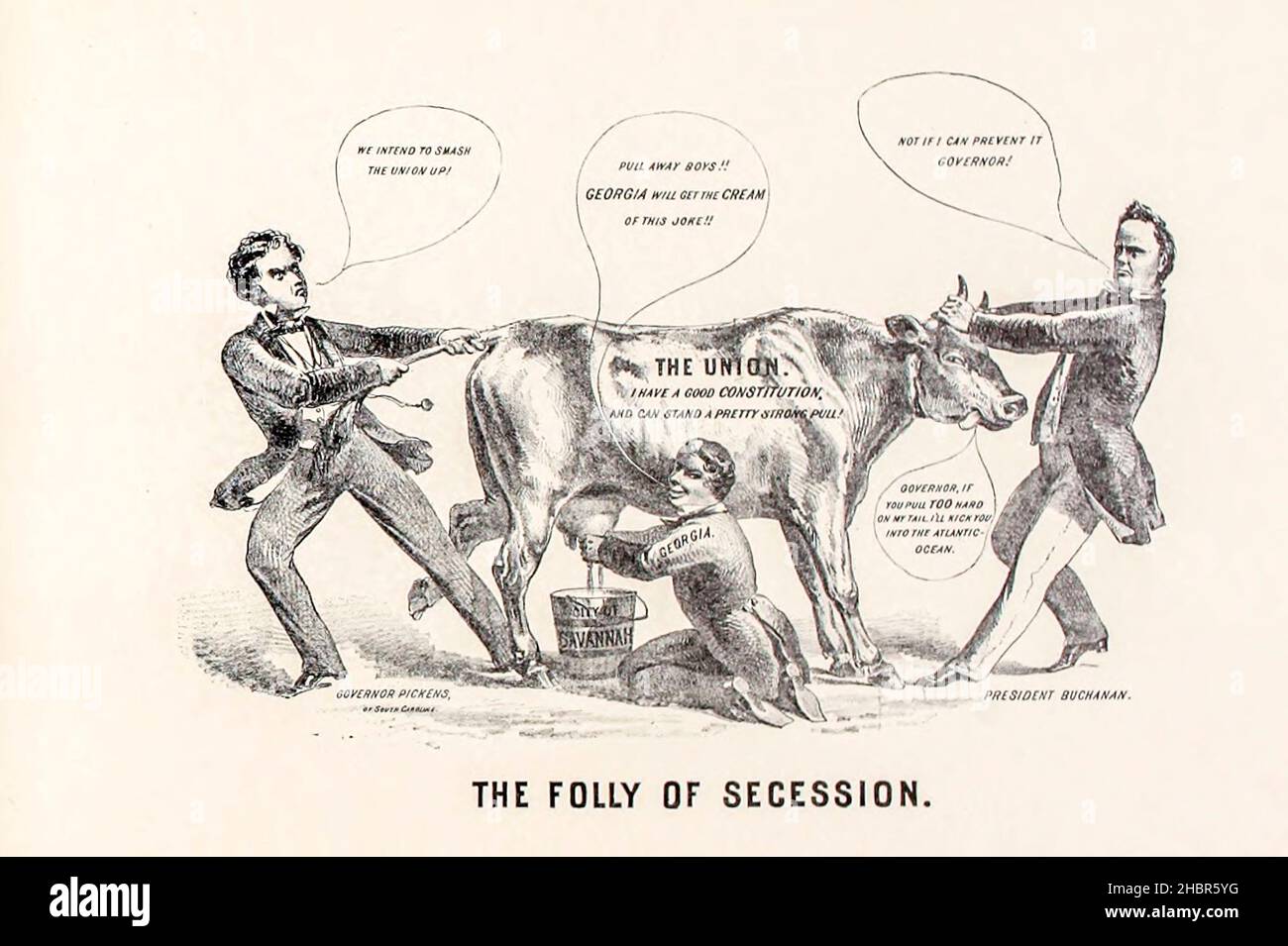 LA FOLIE DE LA SÉCESSION d'une collection de caricatures relatives à la guerre civile publiée en 1892 sur papier de la plaque lourde Banque D'Images