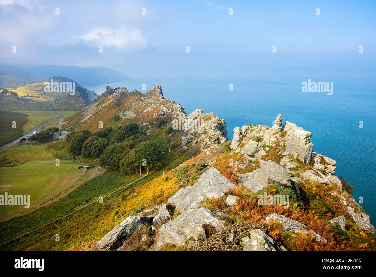 Parc national Valley of the Rocks Exmoor près de Lynton et Lynmouth Devon Angleterre GB Europe Banque D'Images