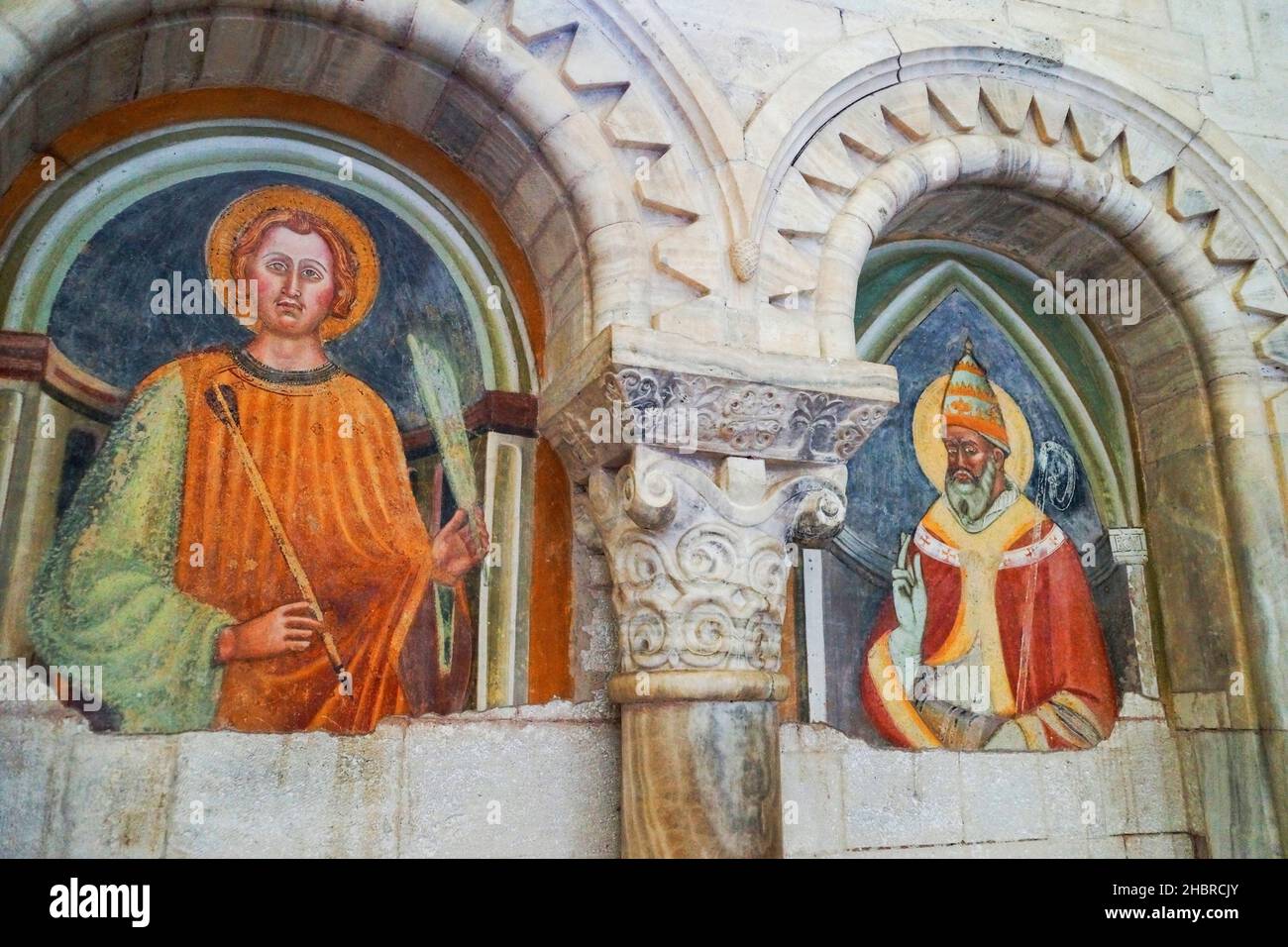 Abbaye de Sant'Antimo, intérieur, fresques, Montalcino, Toscane,Italie, Europe Banque D'Images