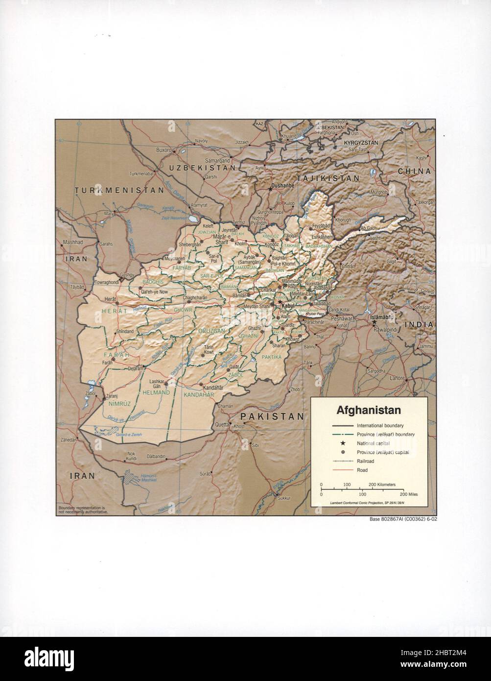 Carte de l'Afghanistan ca.2002 Banque D'Images