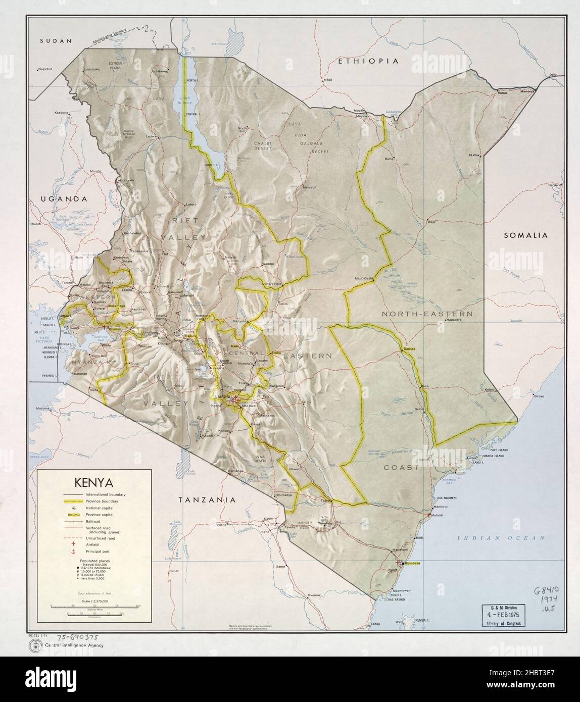 Carte du Kenya ca.1974 Banque D'Images