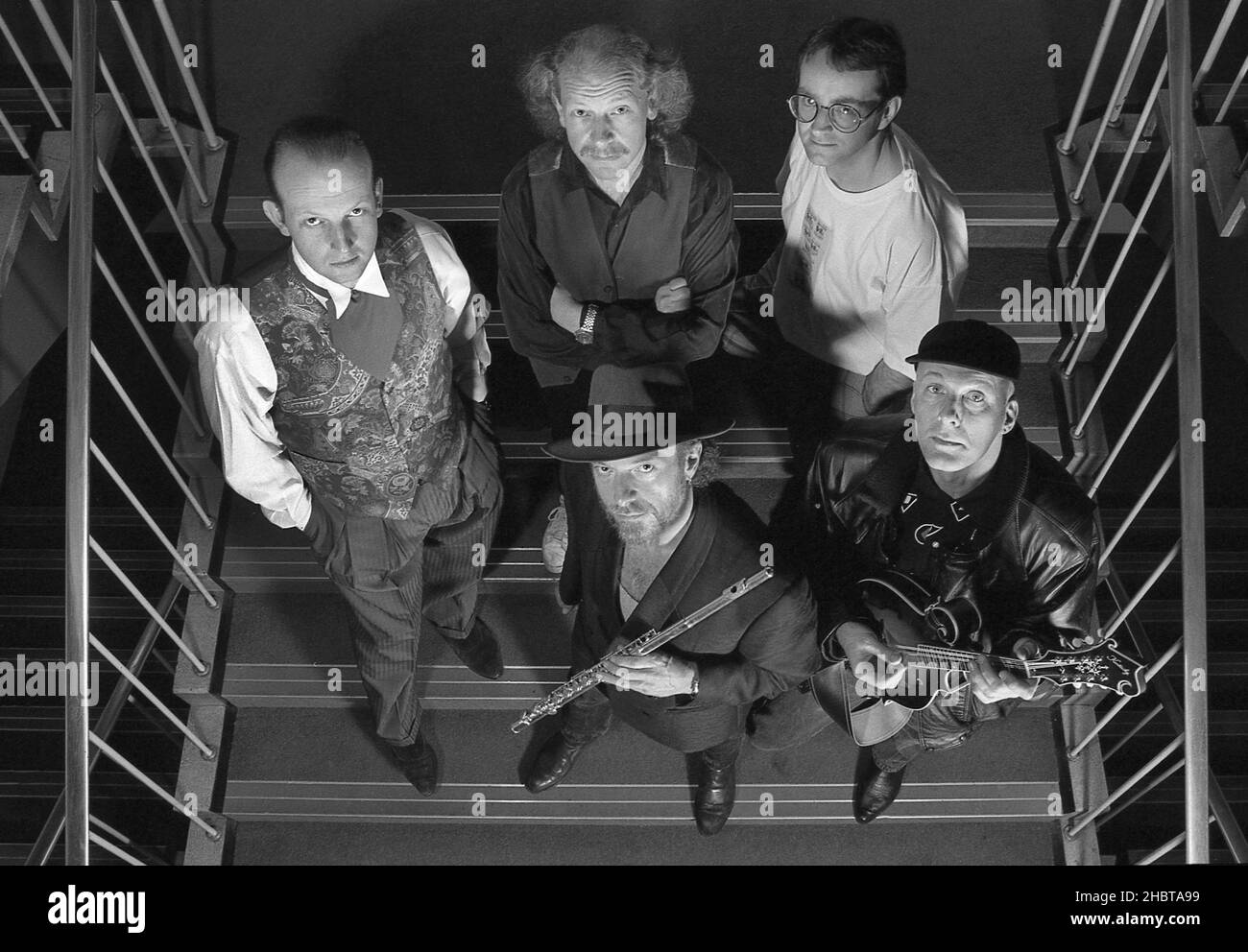 Le groupe britannique de rock progressif Jethro Tull 1992 s'y alignent. Banque D'Images