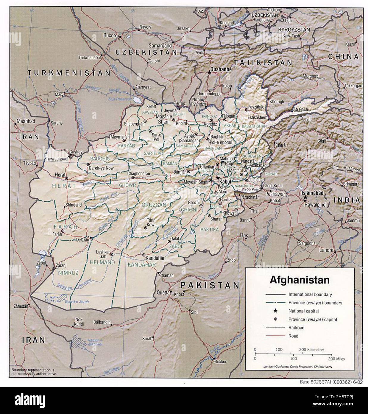 Carte topographique de l'Afghanistan (relief ombré), 2002 Banque D'Images