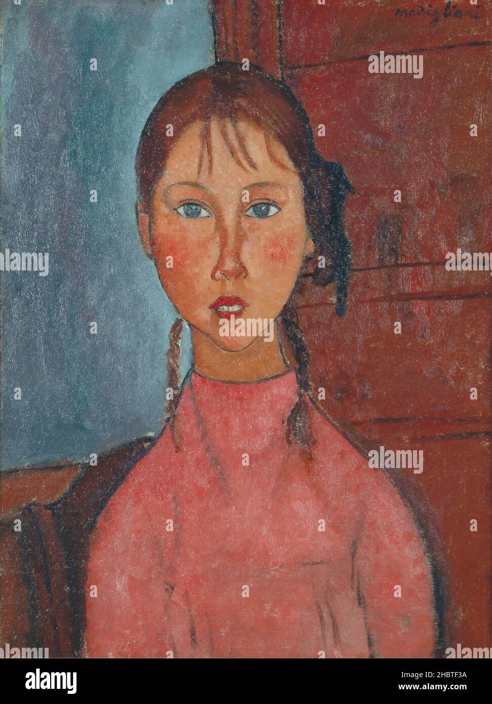 Fille avec picots - 1918c.- huile sur toile 60 x 45,5 cm - Modigliani Amedeo Banque D'Images