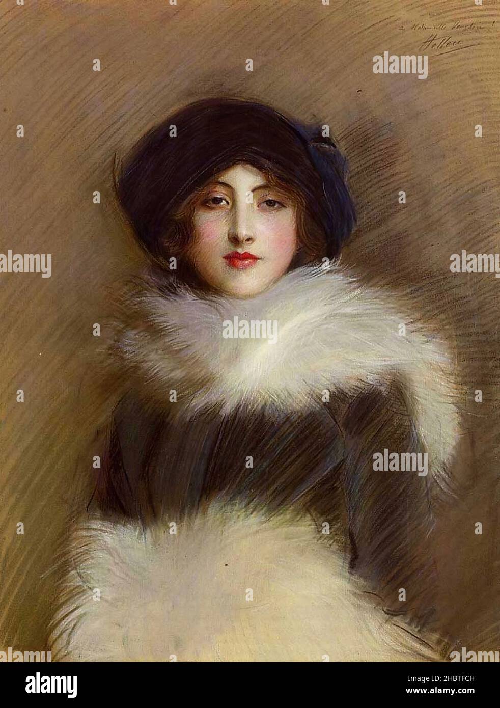 Helleu Paul-César - Collection privée - Mademoiselle Vaughan- date inconnue - pastello su carta trasferito su tela no info - Banque D'Images