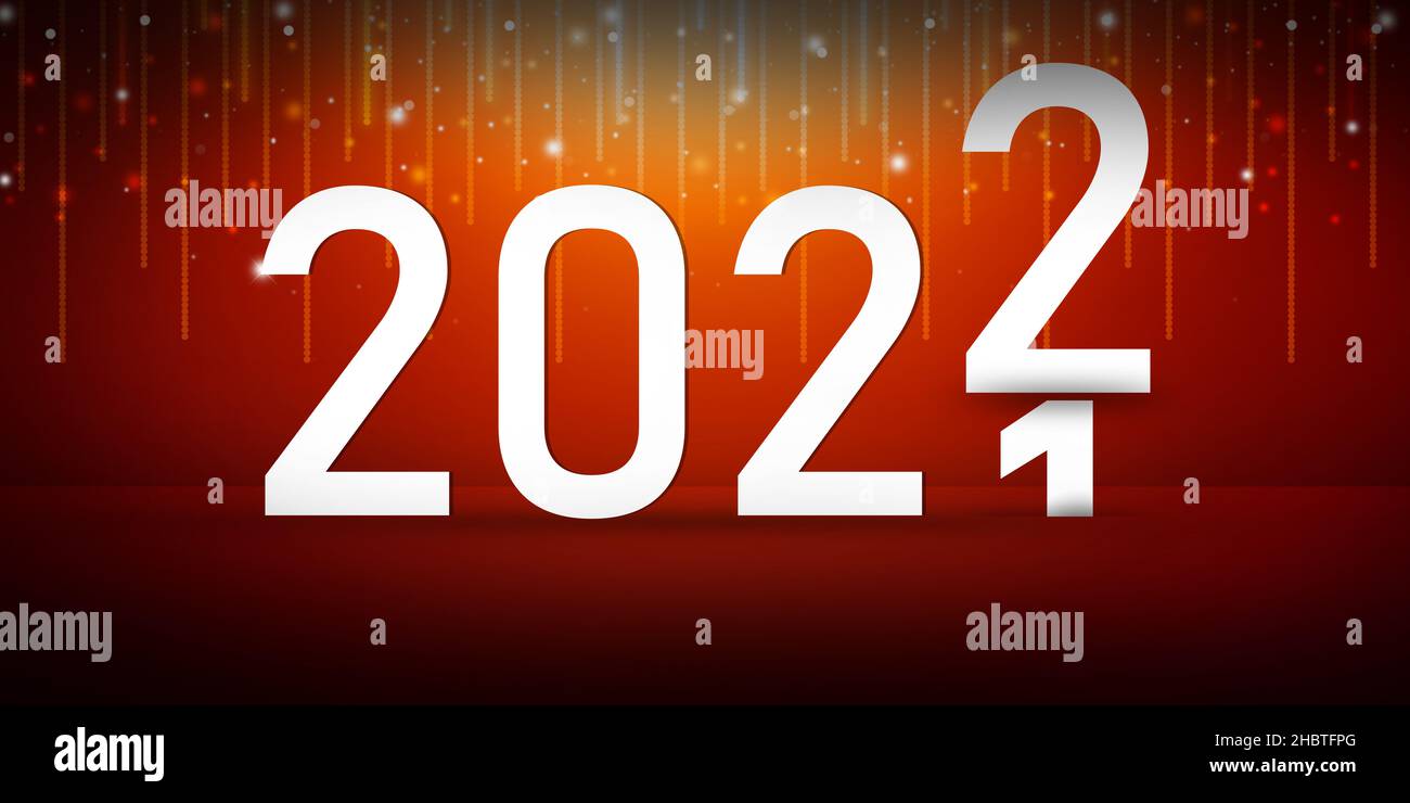 Nouvel an 2022 arrière-plan abstrait avec étoiles et lumières brillantes.Bannière bonne année Banque D'Images