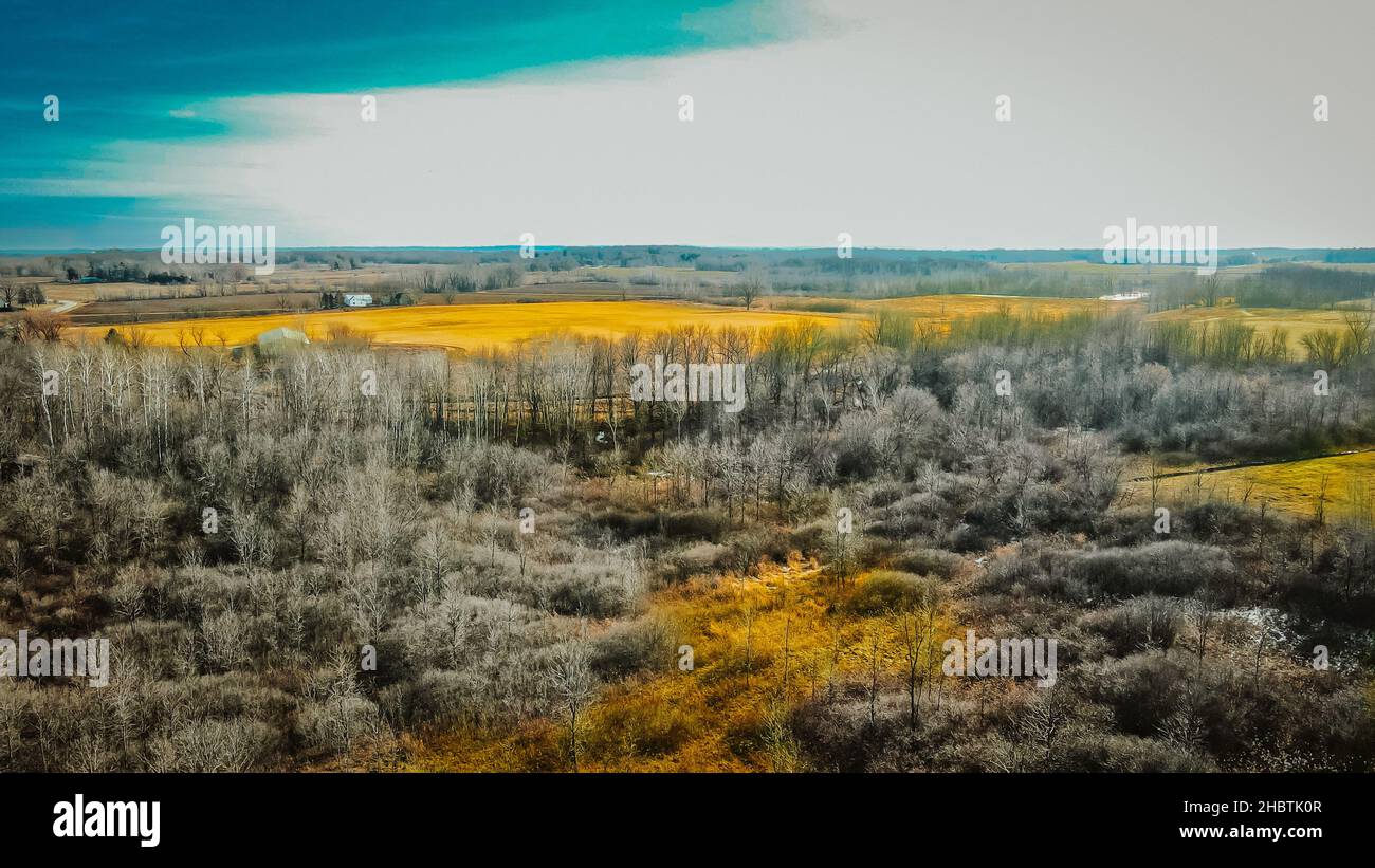 Prairie dynamique en automne avec des paysages colorés et dynamiques. Banque D'Images