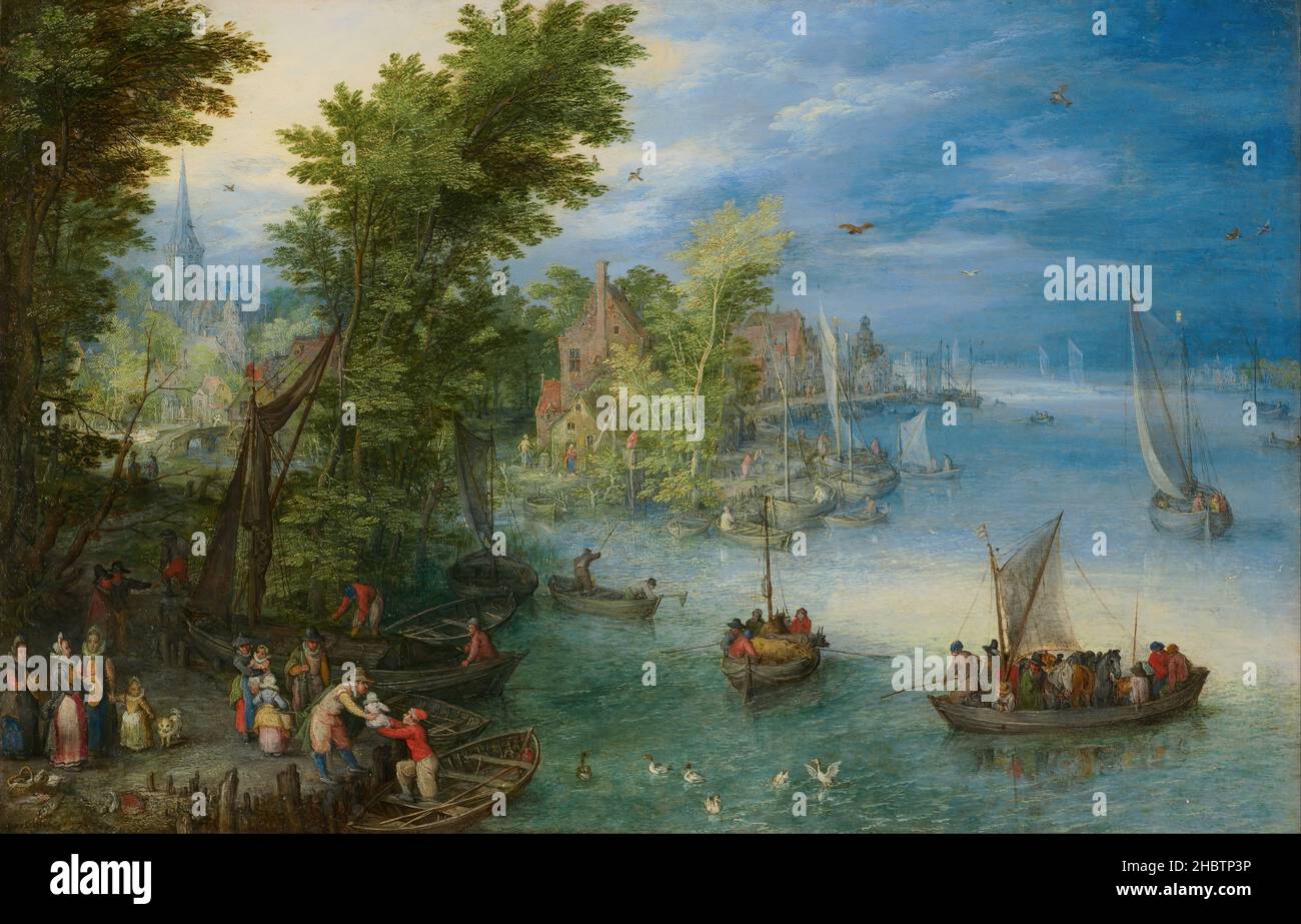 Jan Brueghel The Elder - Paysage de la rivière Banque D'Images