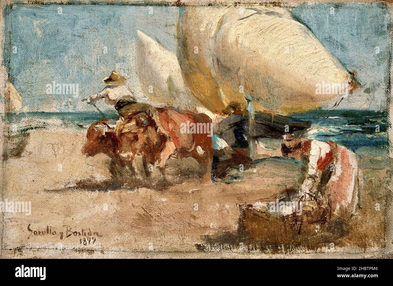 Escena de playa - 1899 - huile sur bois 14,3 x 20,4 cm - Sorolla Joaquín Banque D'Images