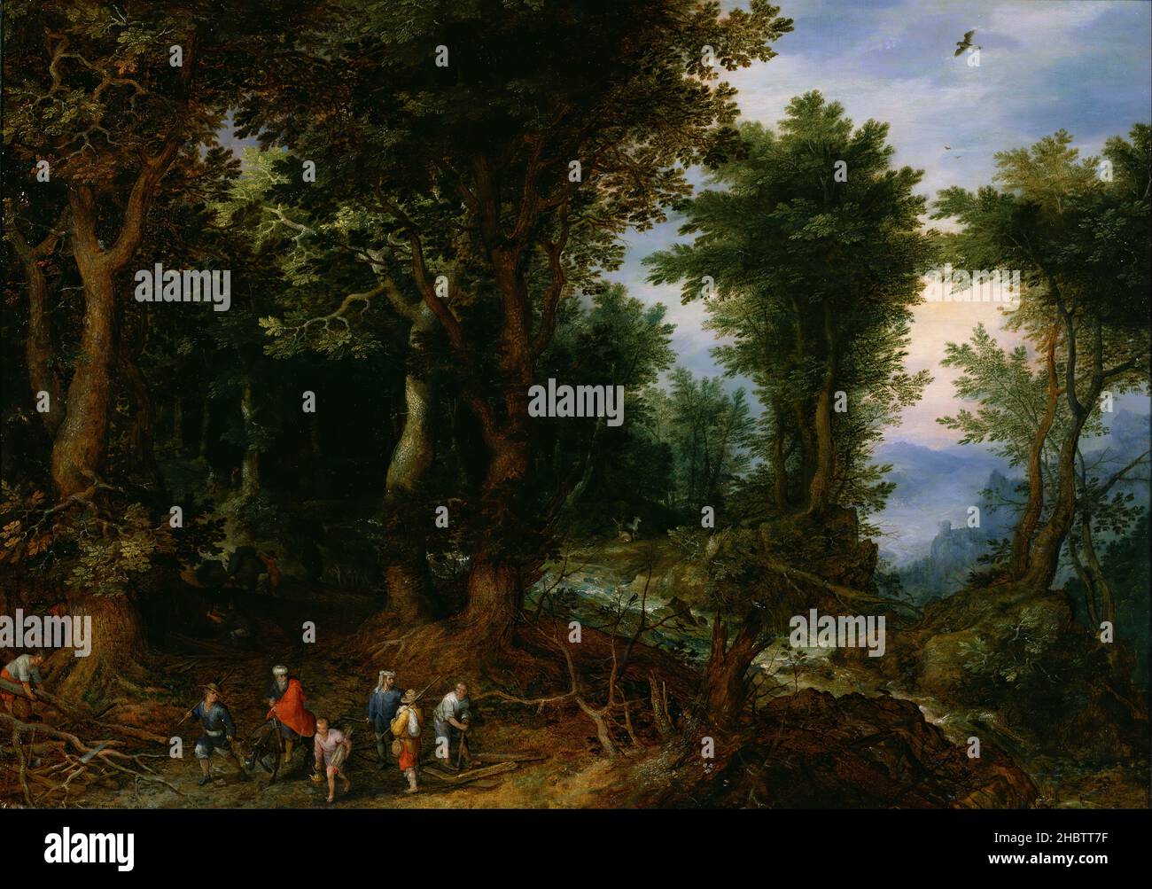 Jan Brueghel, l'aîné - Paysage boisé avec Abraham et Isaac Banque D'Images