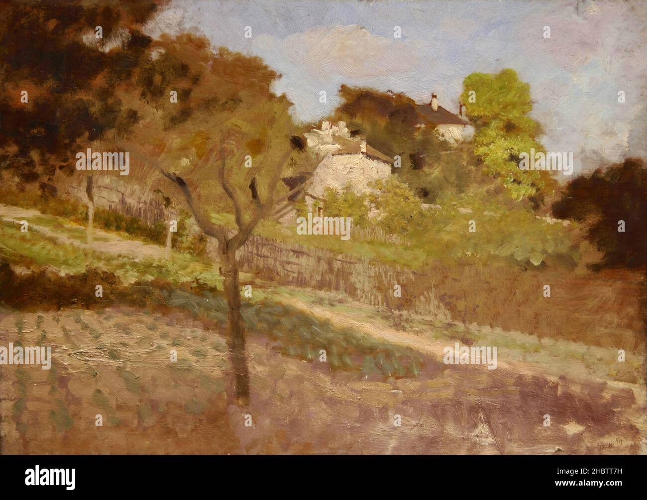 De Nittis Giuseppe - Collection privée - la villa- date inconnue - huile sur bois 32,2 x 46,1 cm - Collezione Privata Banque D'Images