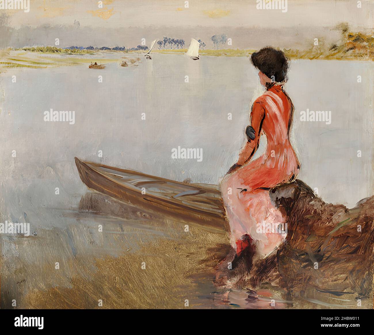 De Nittis Giuseppe - Collection privée - à riva al lago - 1875 - huile sur toile 64 x 75,5 cm - Banque D'Images