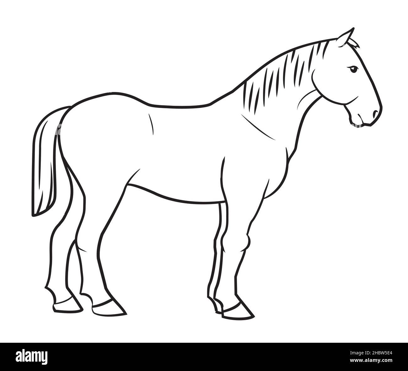 Dessin de cheval simple contour de l'illustration. Illustration de Vecteur
