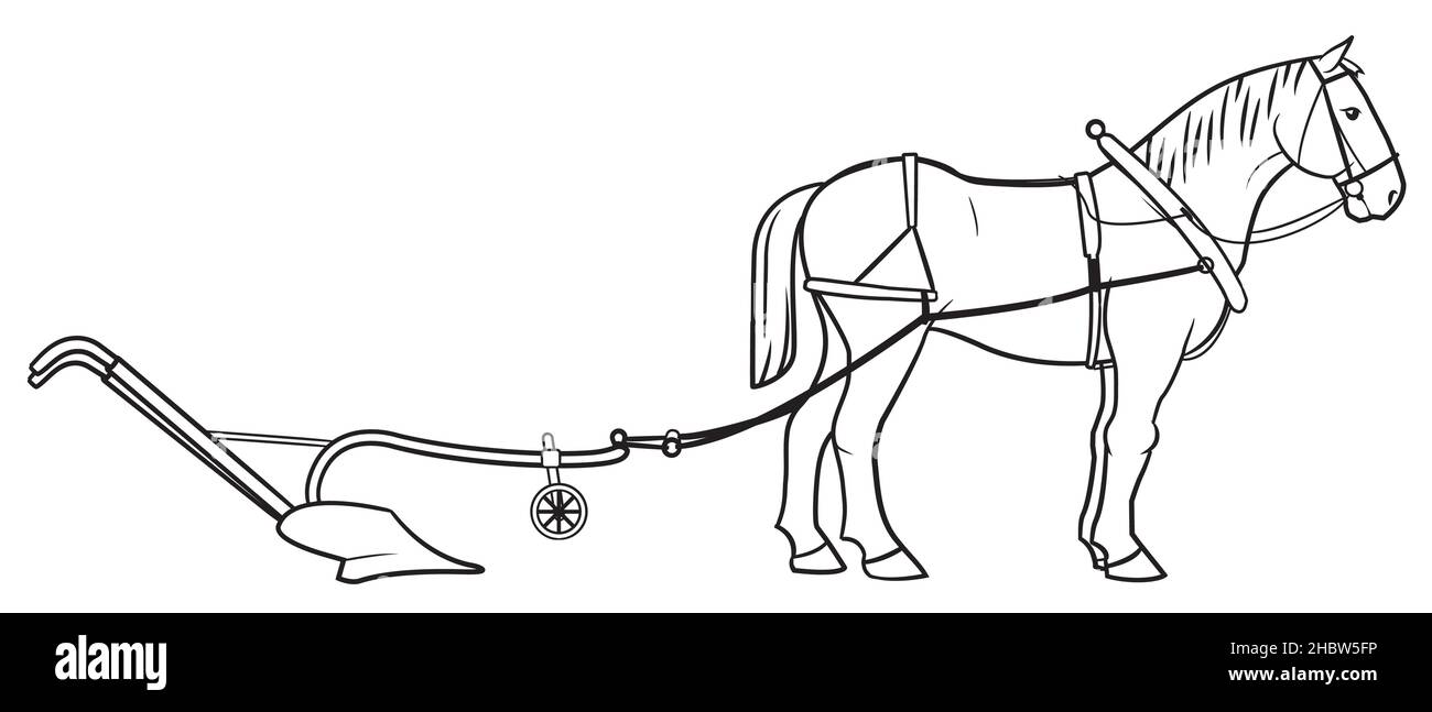 Illustration de la charrue en forme de cheval. Illustration de Vecteur