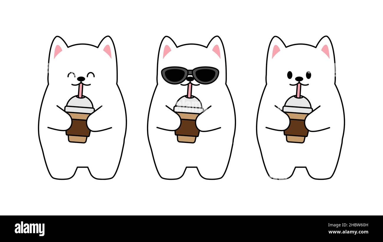 Collection de différents petits chats mignons sur fond blanc.Ensemble de kawaii de personnages animaux drôle de conception dans le style de dessin animé.Chat. PETAutocollants bébé Illustration de Vecteur