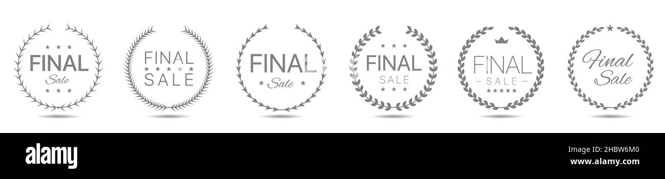 Solde ensemble d'étiquettes pour couronne de Laurier gris Illustration de Vecteur