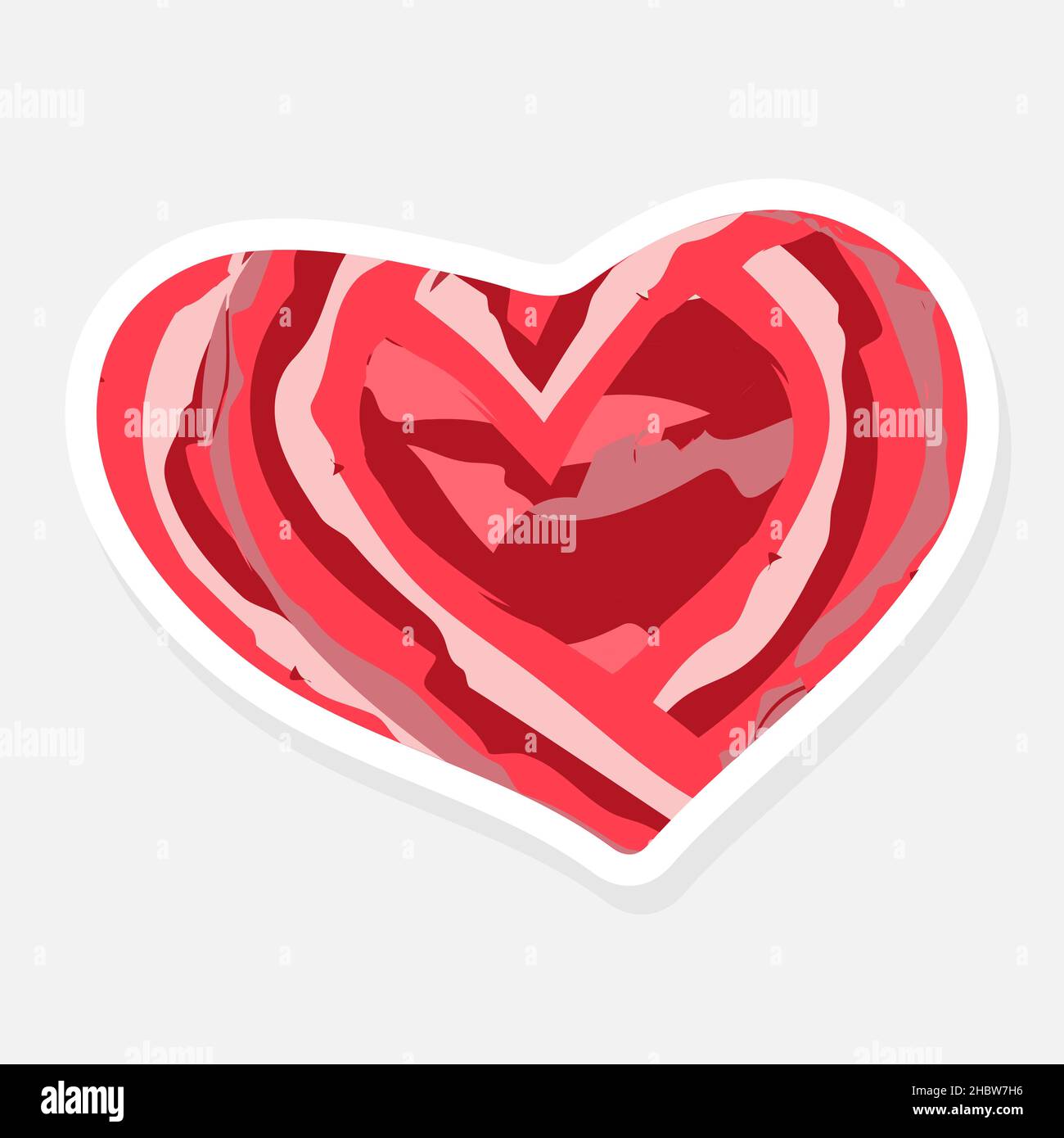 Modèle moderne à motif abstrait avec autocollant rouge en forme de coeur.Coeur rouge abstrait dans un style plat.Bonne Saint Valentin fond.Carte de mariage Illustration de Vecteur