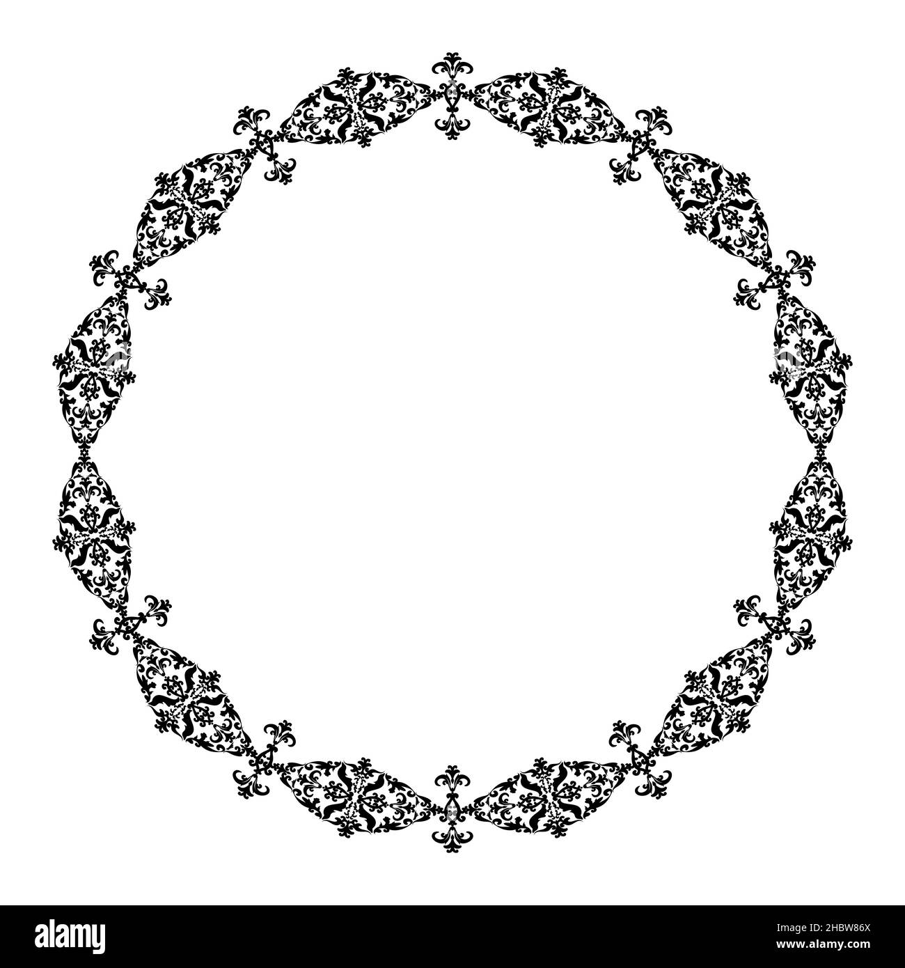 Motif rond vectoriel oriental.Cadre.Bordures ovales.Décoration élégante ...