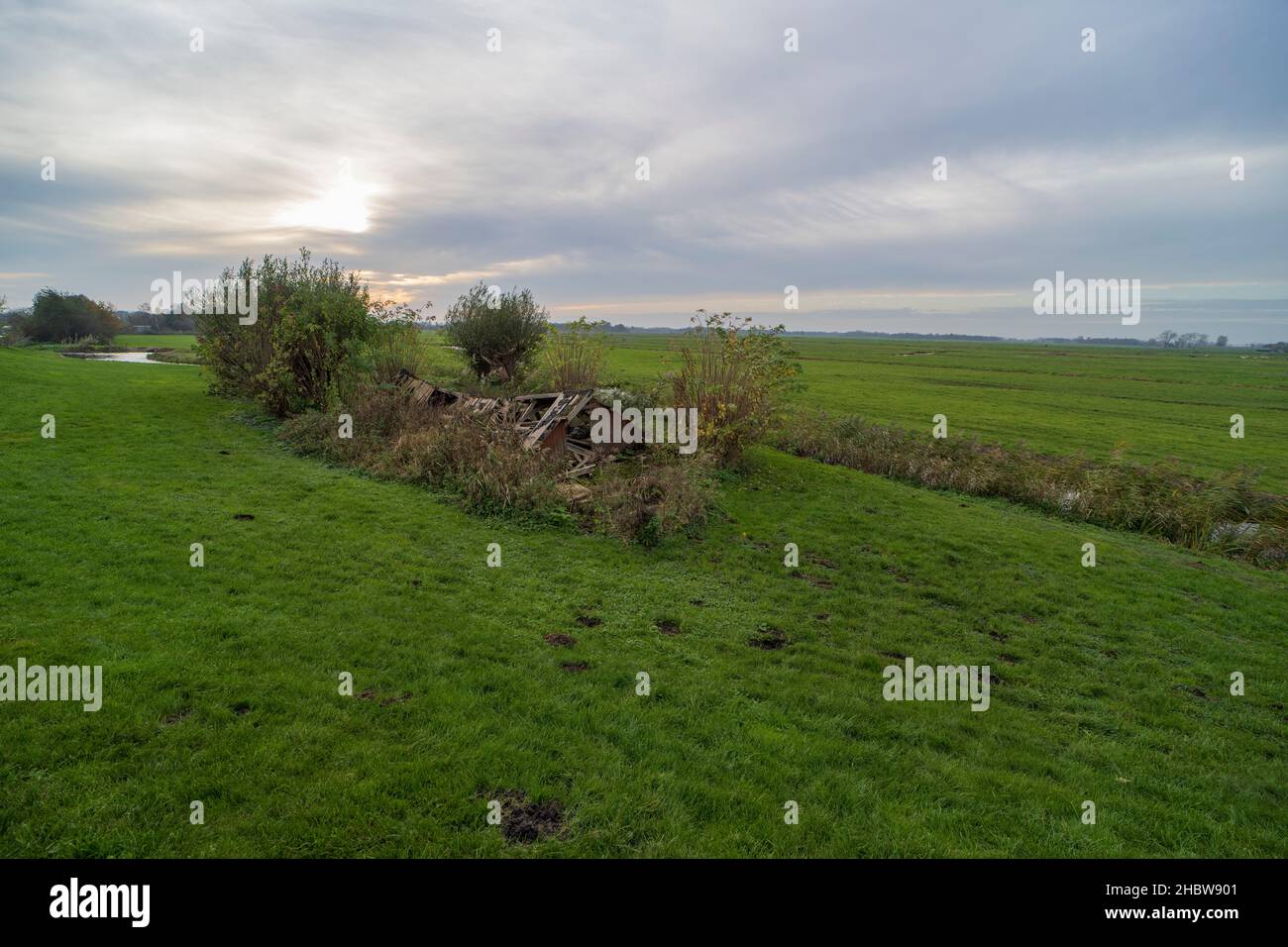 Paysage hollandais d'automne avec un hangar à déverser Banque D'Images