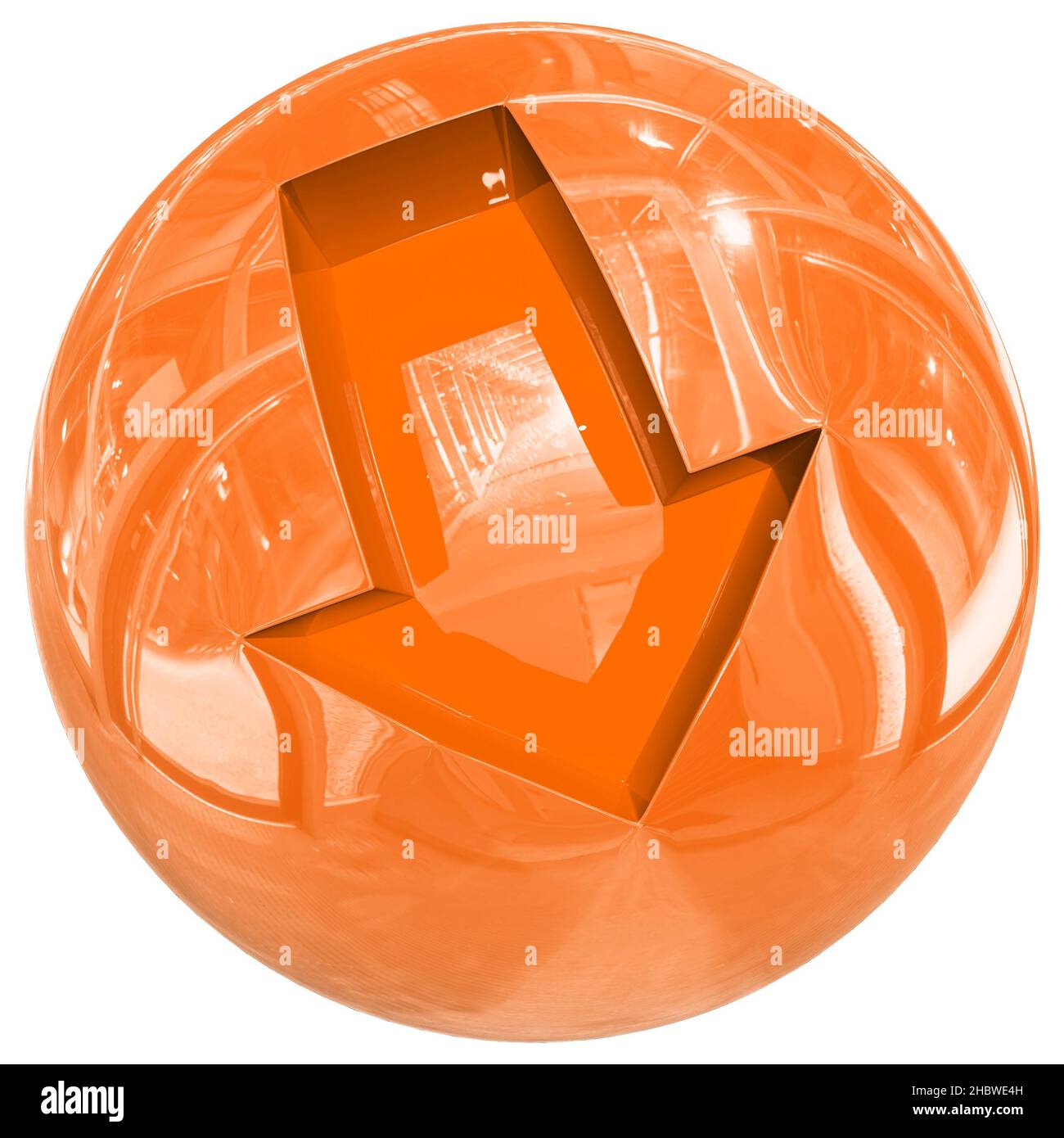 Sphère avec flèche - bouton de téléchargement 3D isolé - 3D rendu Banque D'Images