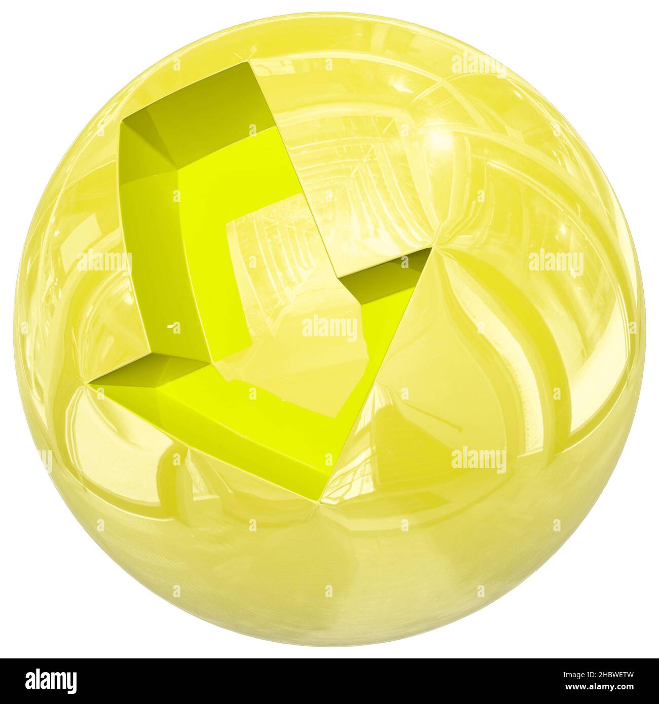 Sphère avec flèche - bouton de téléchargement 3D isolé - 3D rendu Banque D'Images
