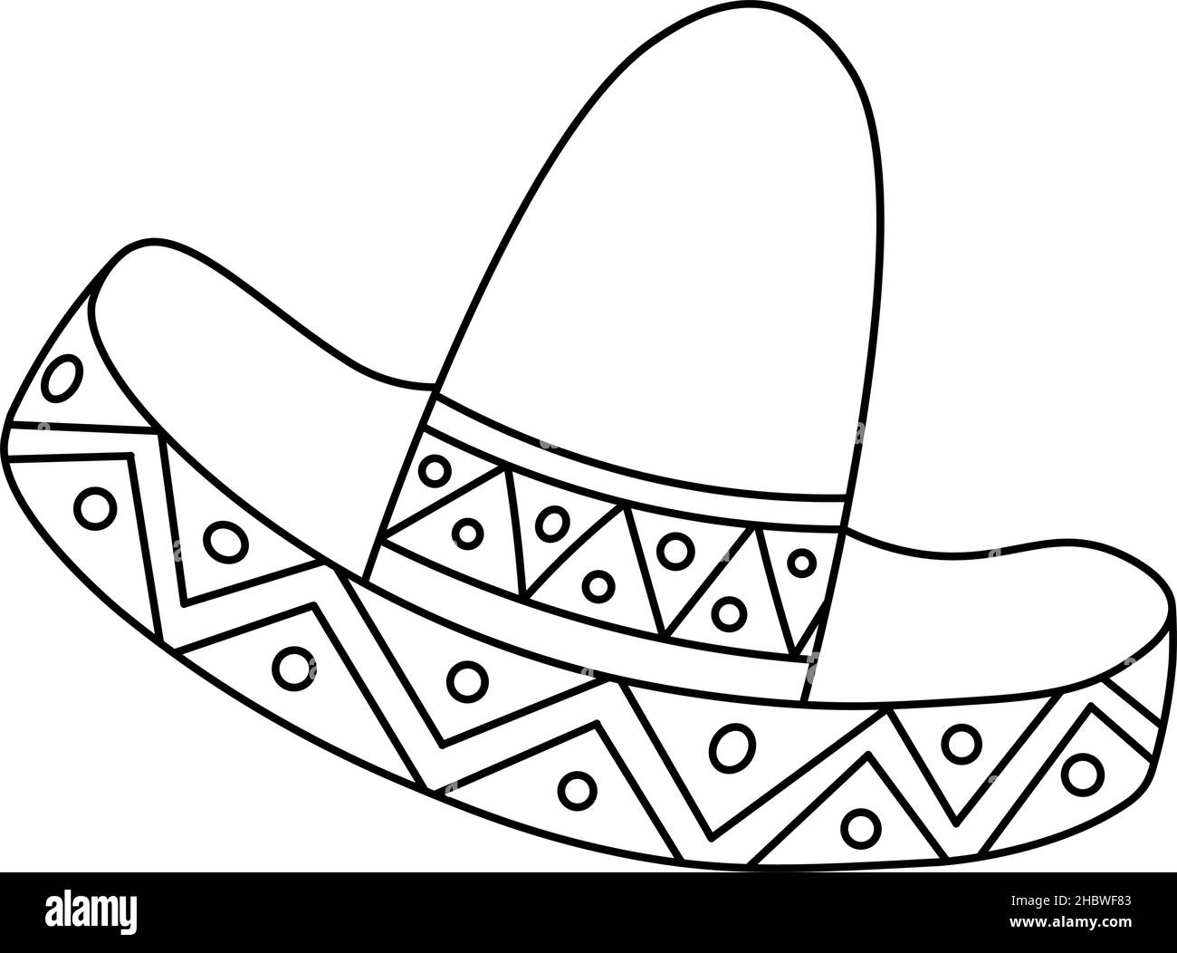 Chapeau de sombrero mexicain.Chapeaux dessinés à la main.Viva Mexique.Partie latine.Illustration vectorielle isolée en forme de doodle.Cinco de Mayo. Illustration de Vecteur