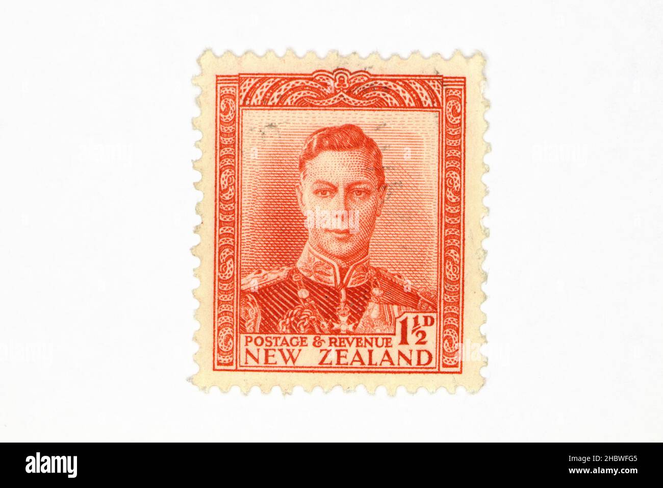 Timbre-poste de la Nouvelle-Zélande du roi George VI Banque D'Images