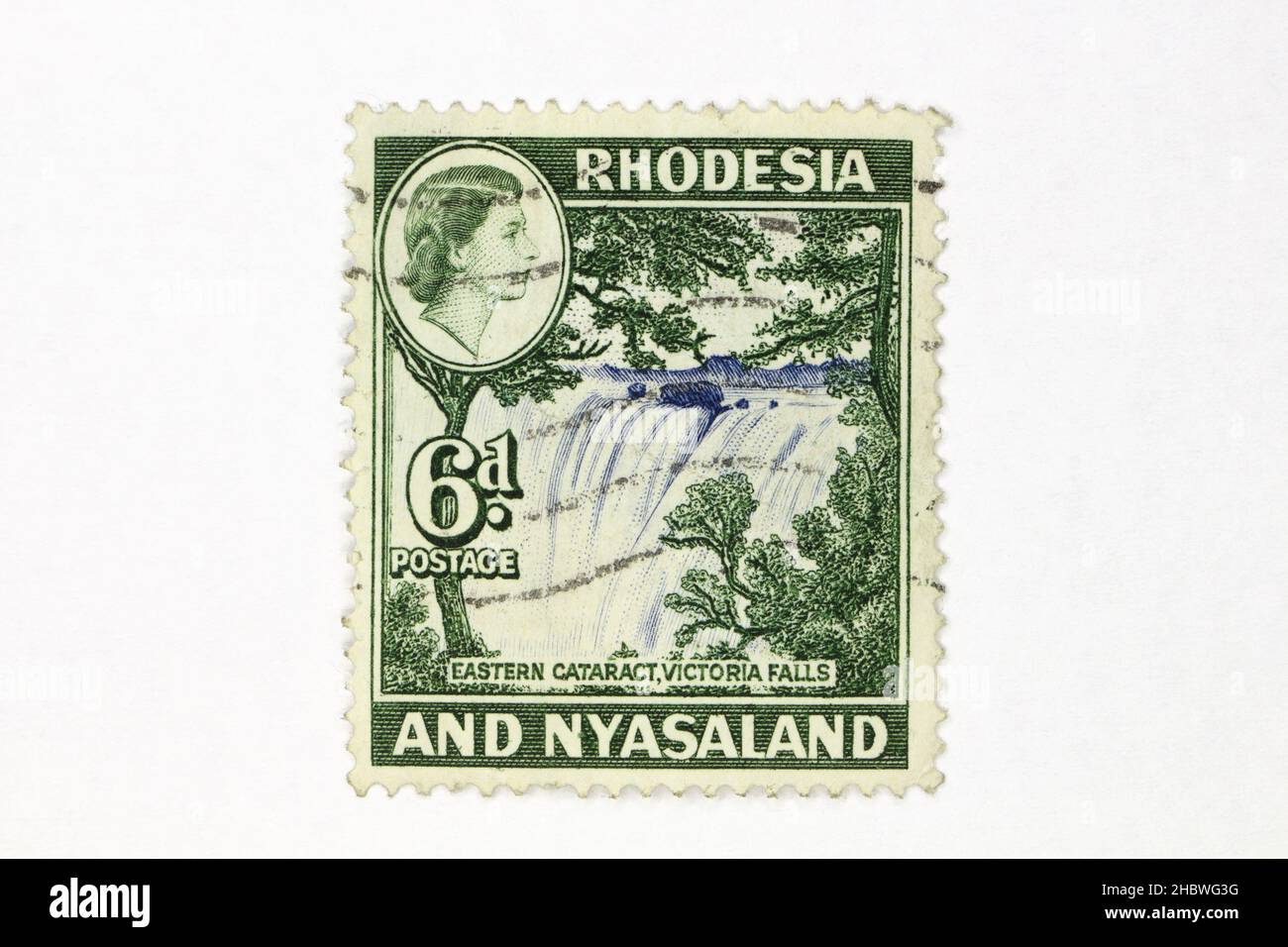 Timbre-poste de la reine Elizabeth II de Rhodésie et de Nyasaland (Malawi).commonwealth britannique Banque D'Images