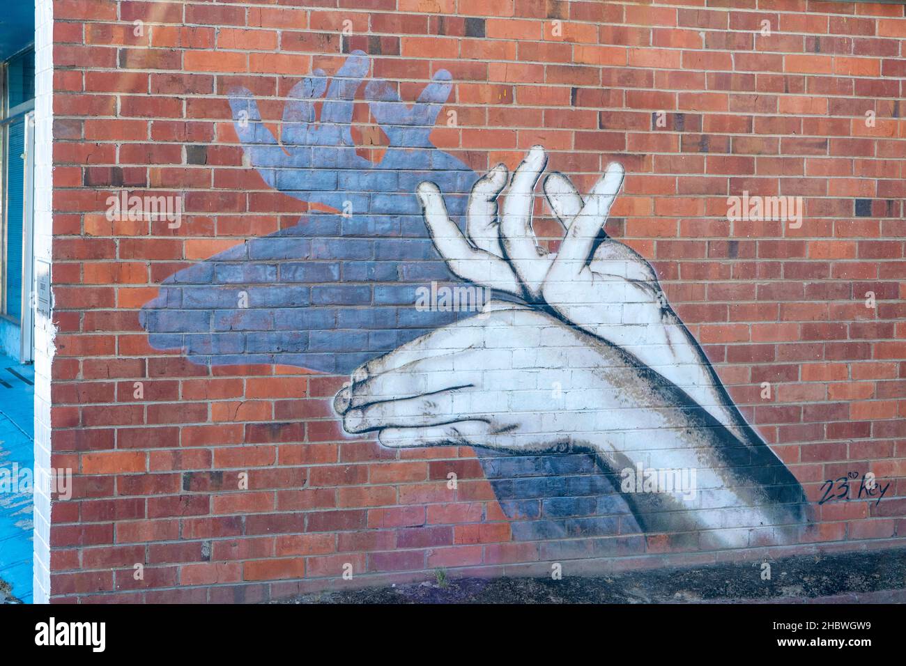 Hand Shadows Street Art, Benalla, Victoria, Australie Banque D'Images
