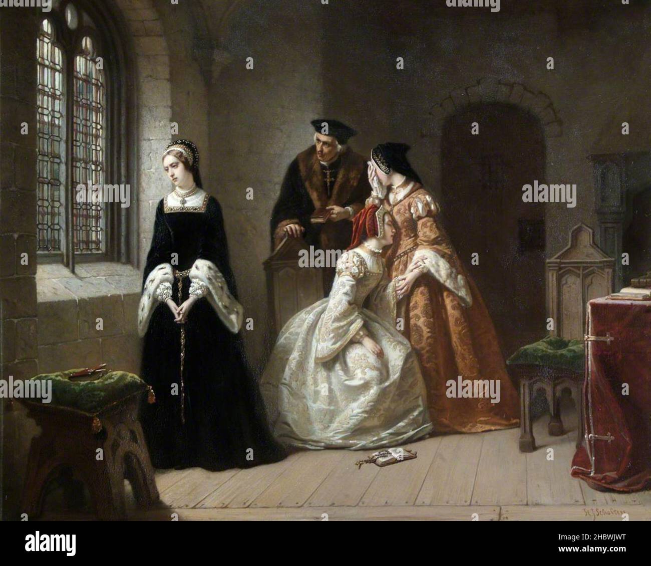 Les derniers moments de Lady Jane Gray, peinture de Hendrick Jacobus Scholten. Banque D'Images