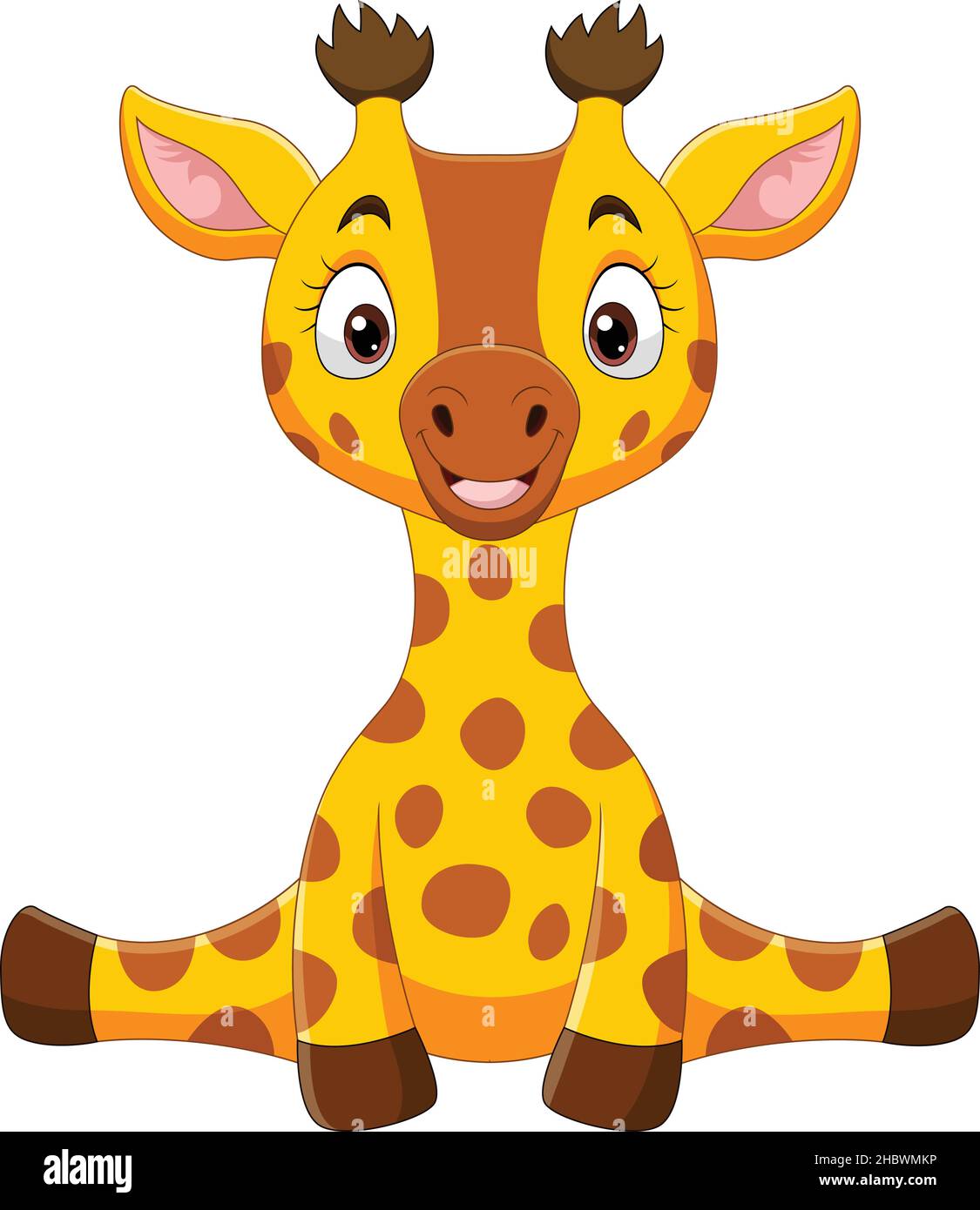 Petite girafe mignonne assise Illustration de Vecteur