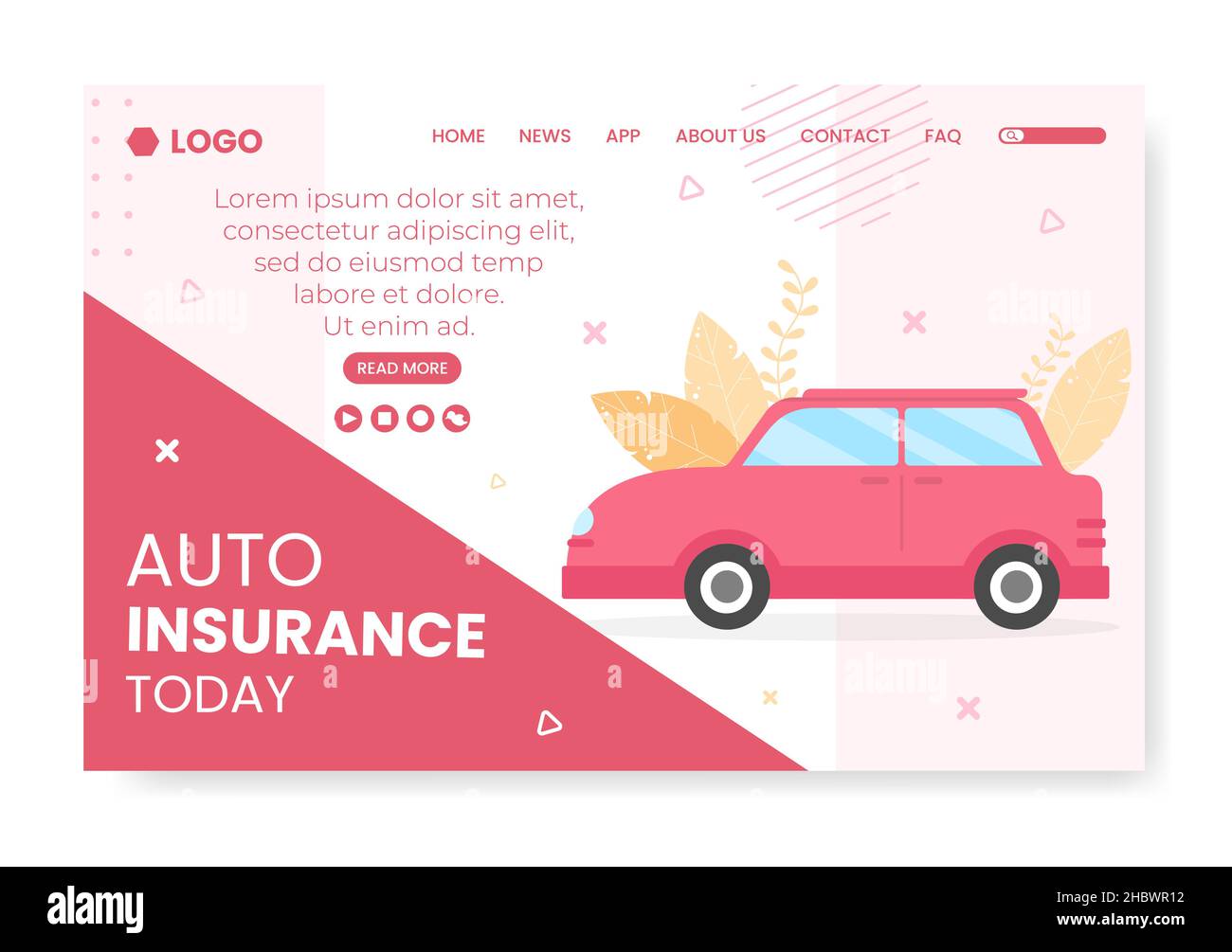 Modèle de poste d'assurance automobile conception plate Illustration modifiable de fond carré adapté aux médias sociaux, cartes de vœux et publicités Internet sur le Web Illustration de Vecteur